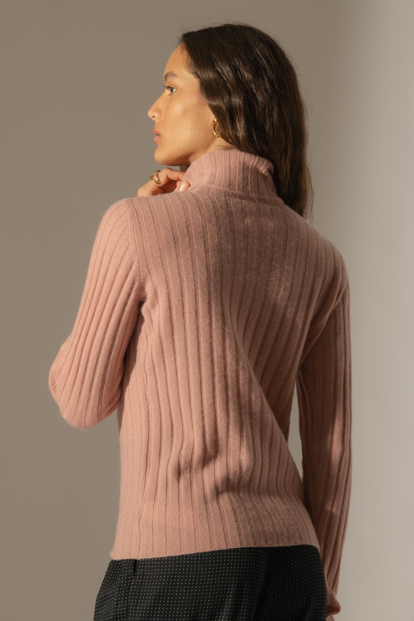 CRAIGTON pull col roulé bois de rose 100% cachemire