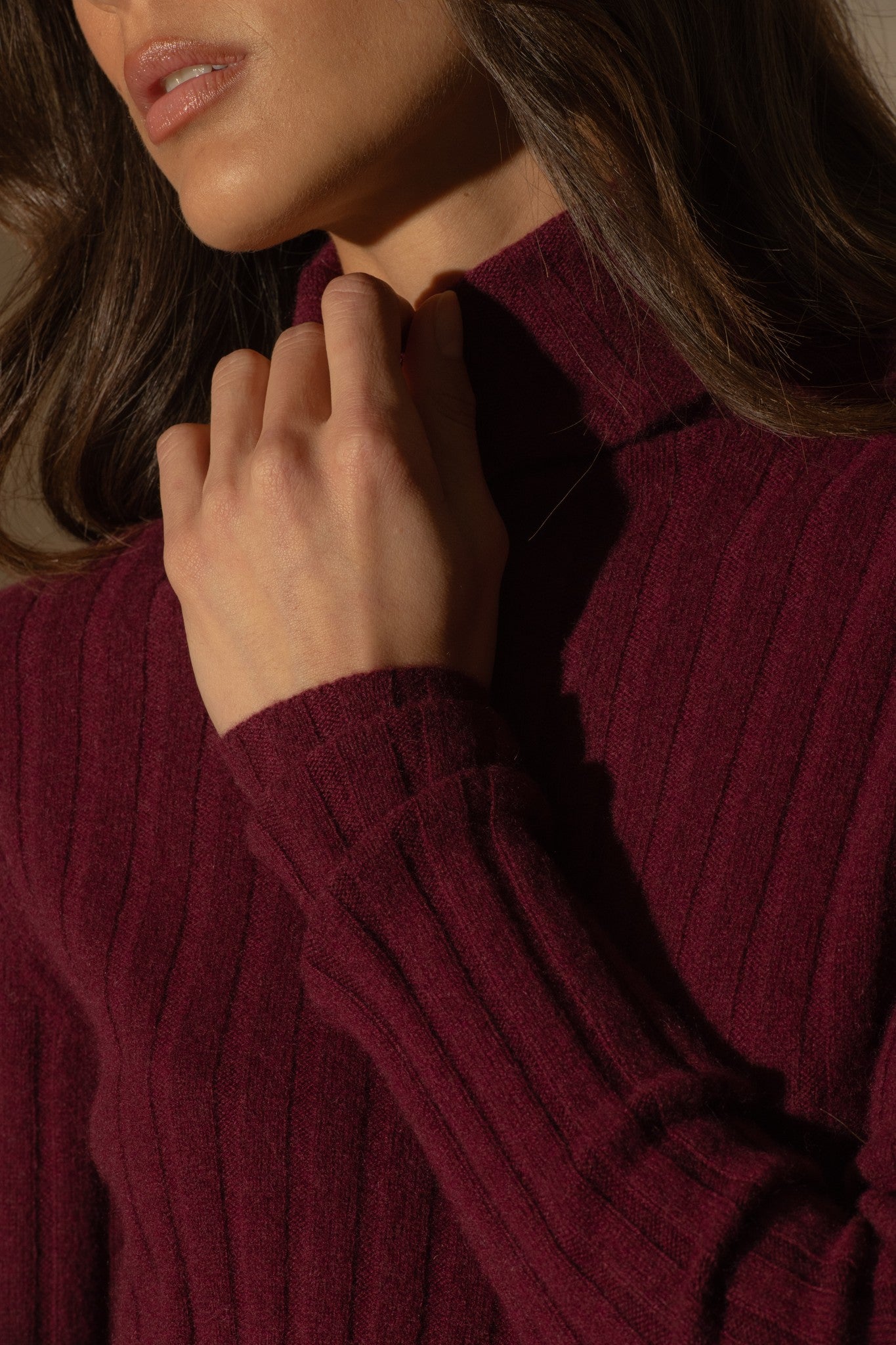 craigton pull col roulé bordeaux 100% cachemire