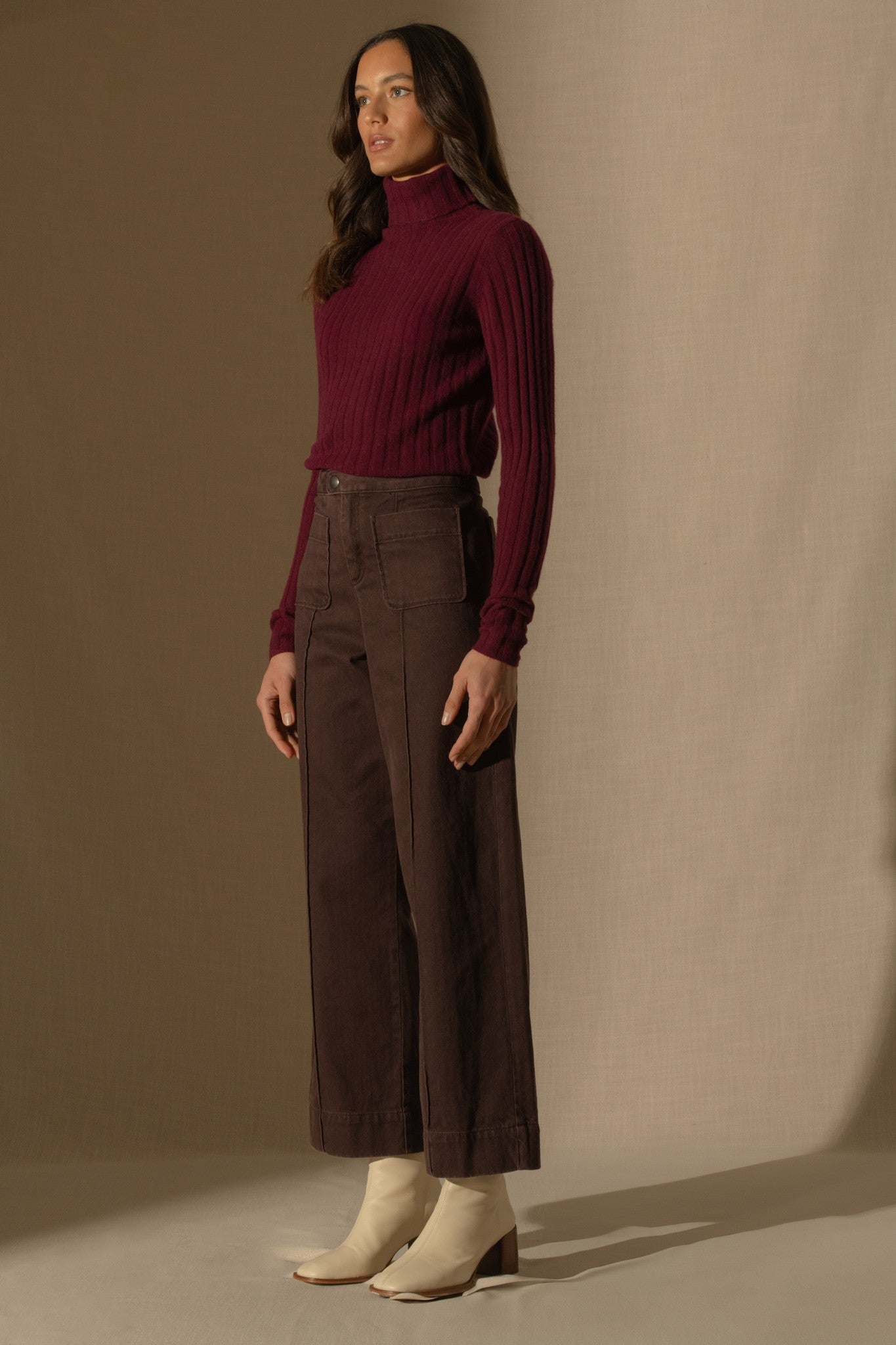 craigton pull col roulé bordeaux 100% cachemire