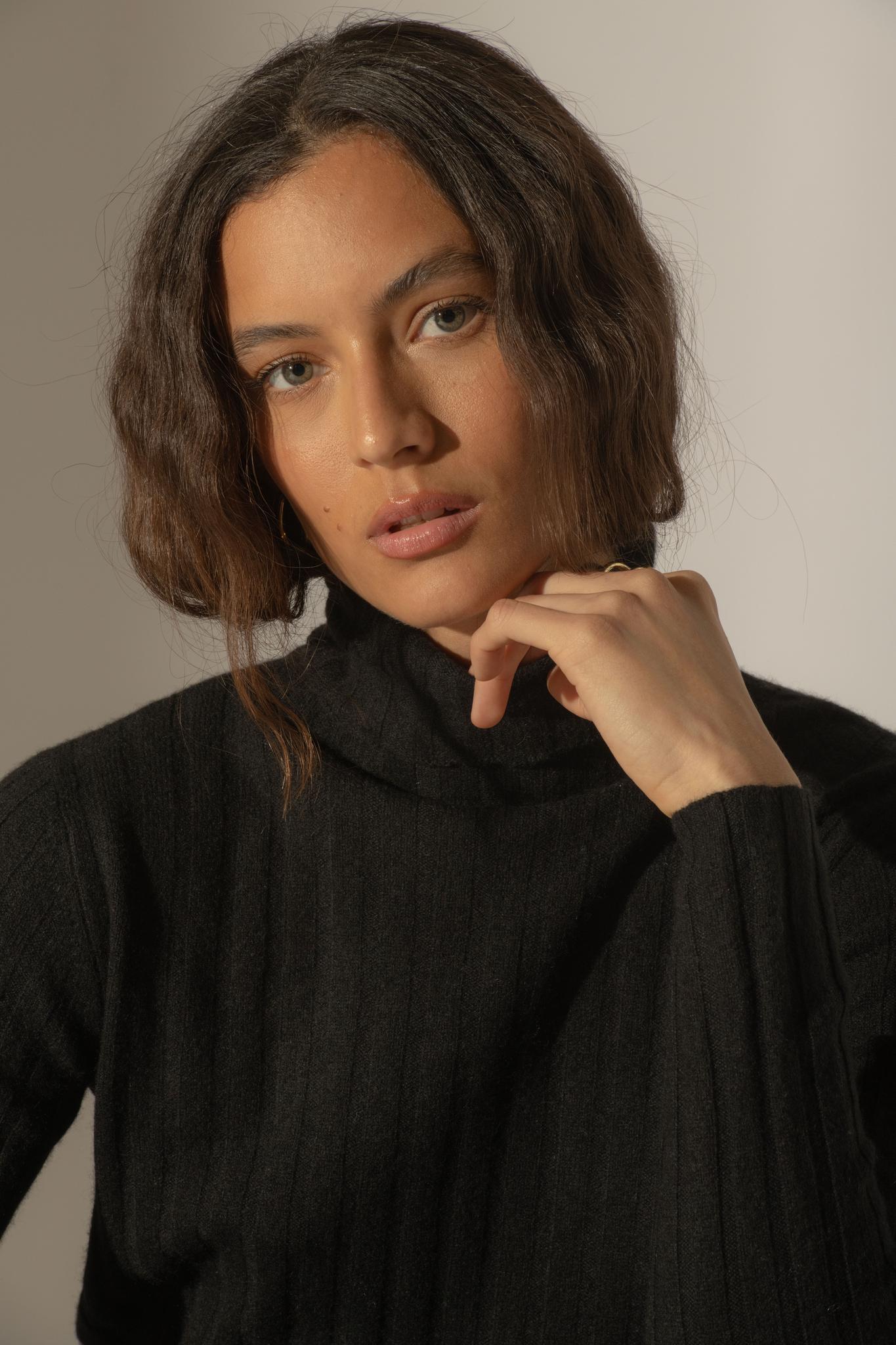 CRAIGTON pull col roulé noir 100% cachemire