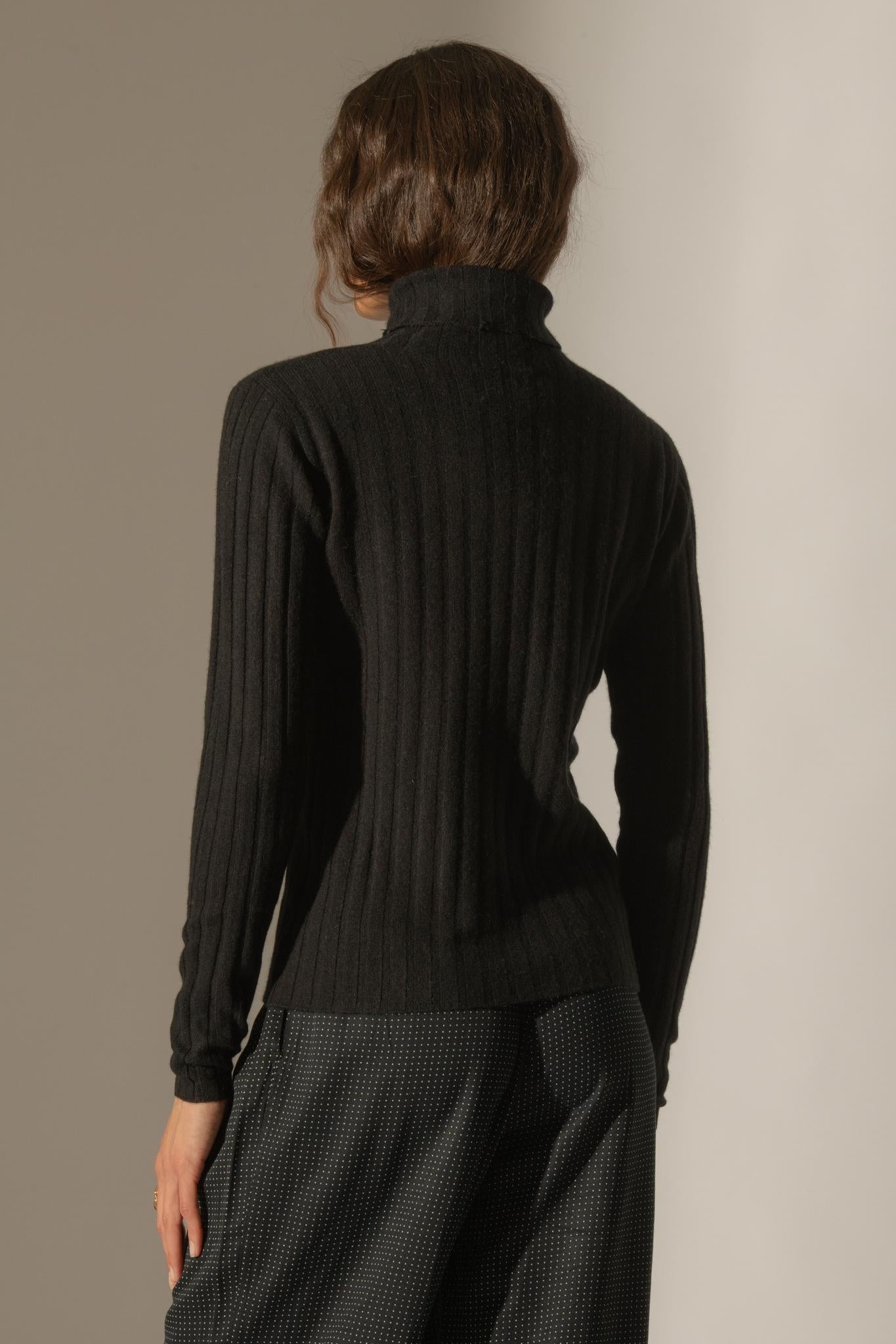CRAIGTON pull col roulé noir 100% cachemire
