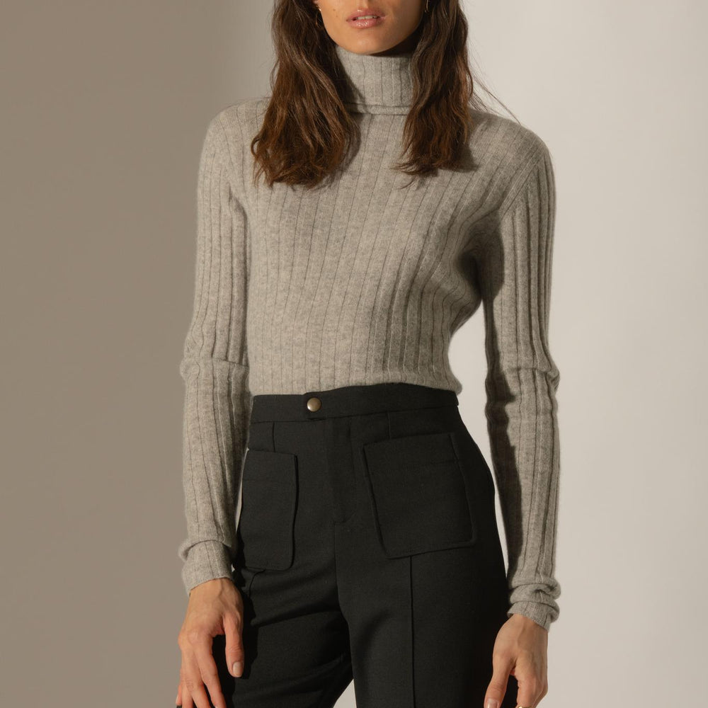 CRAIGTON pull col roulé nuage chiné 100% cachemire