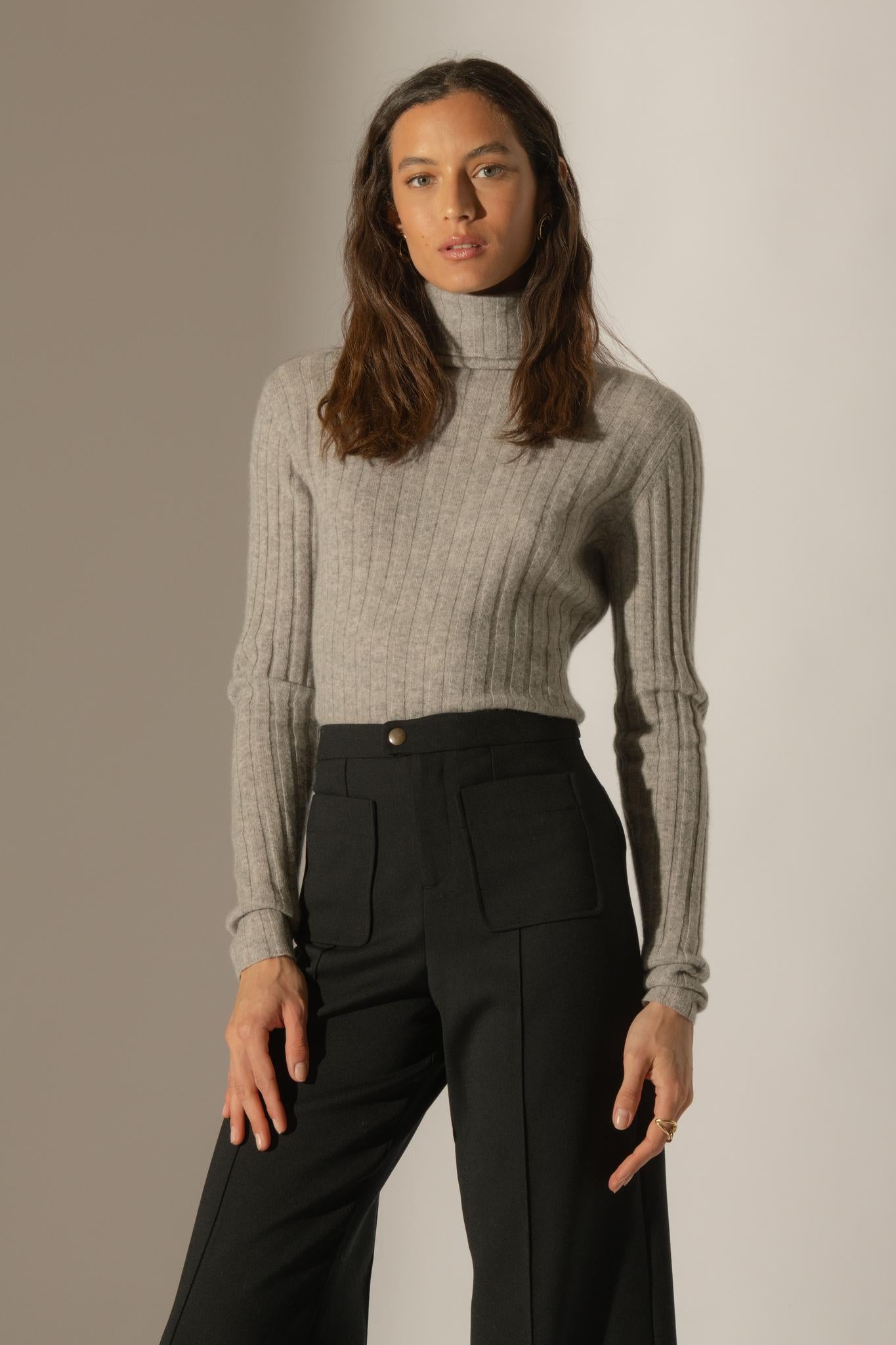 CRAIGTON pull col roulé nuage chiné 100% cachemire
