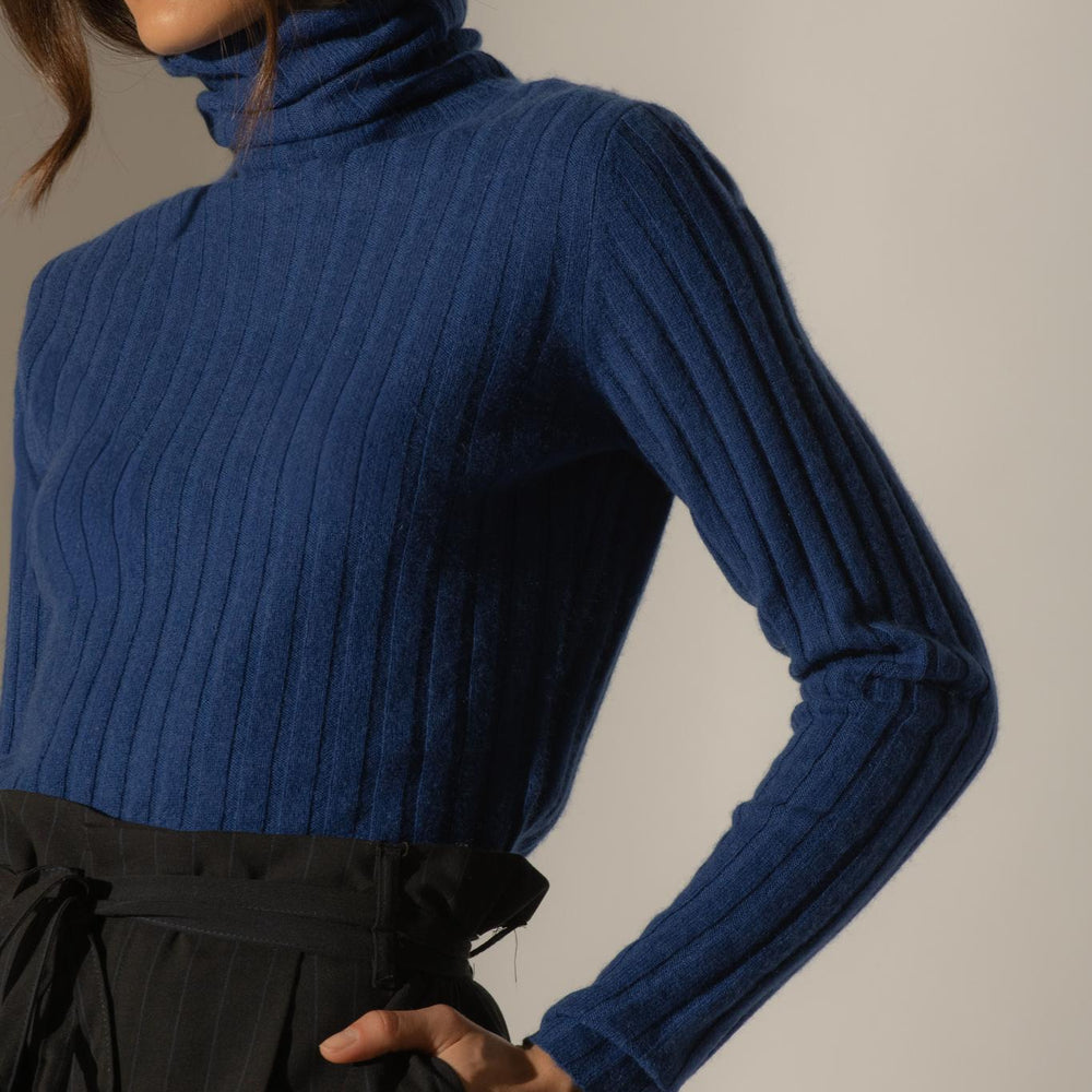 CRAIGTON pull col roulé outremer 100% cachemire