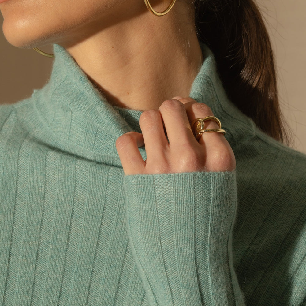 craigton pull col roulé vert chiné 100% cachemire