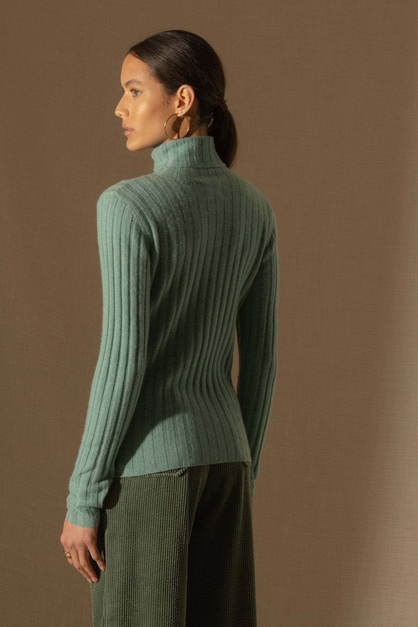 craigton pull col roulé vert chiné 100% cachemire