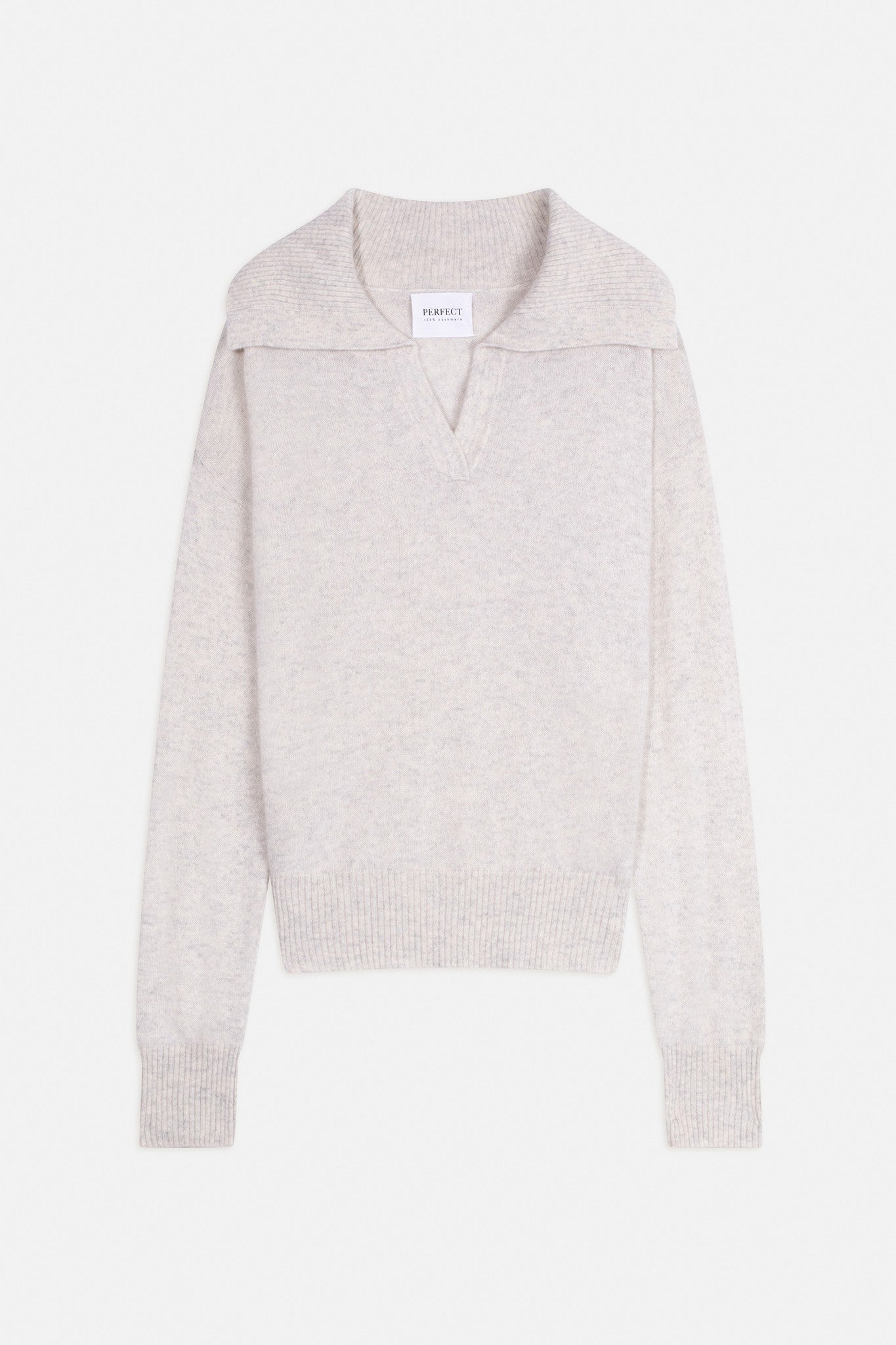 crimson pull col châle croisé gris perle chiné 100% cachemire