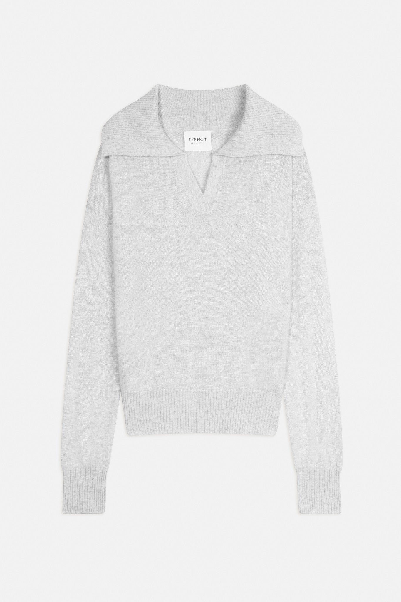 crimson pull col châle croisé gris perle chiné 100% cachemire