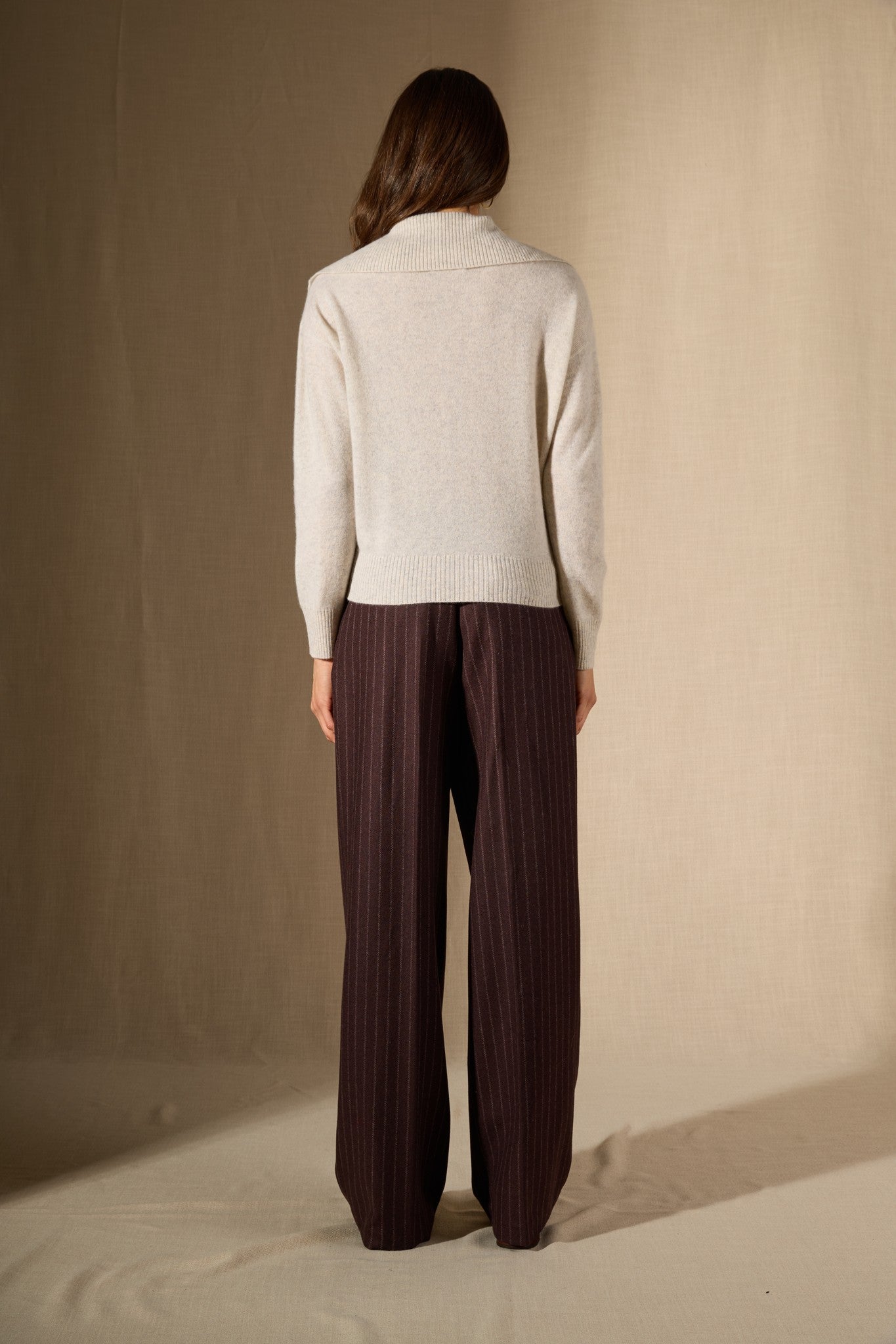 crimson pull col châle croisé gris perle chiné 100% cachemire