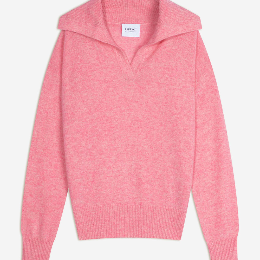 crimson pull col châle croisé rose chiné 100% cachemire