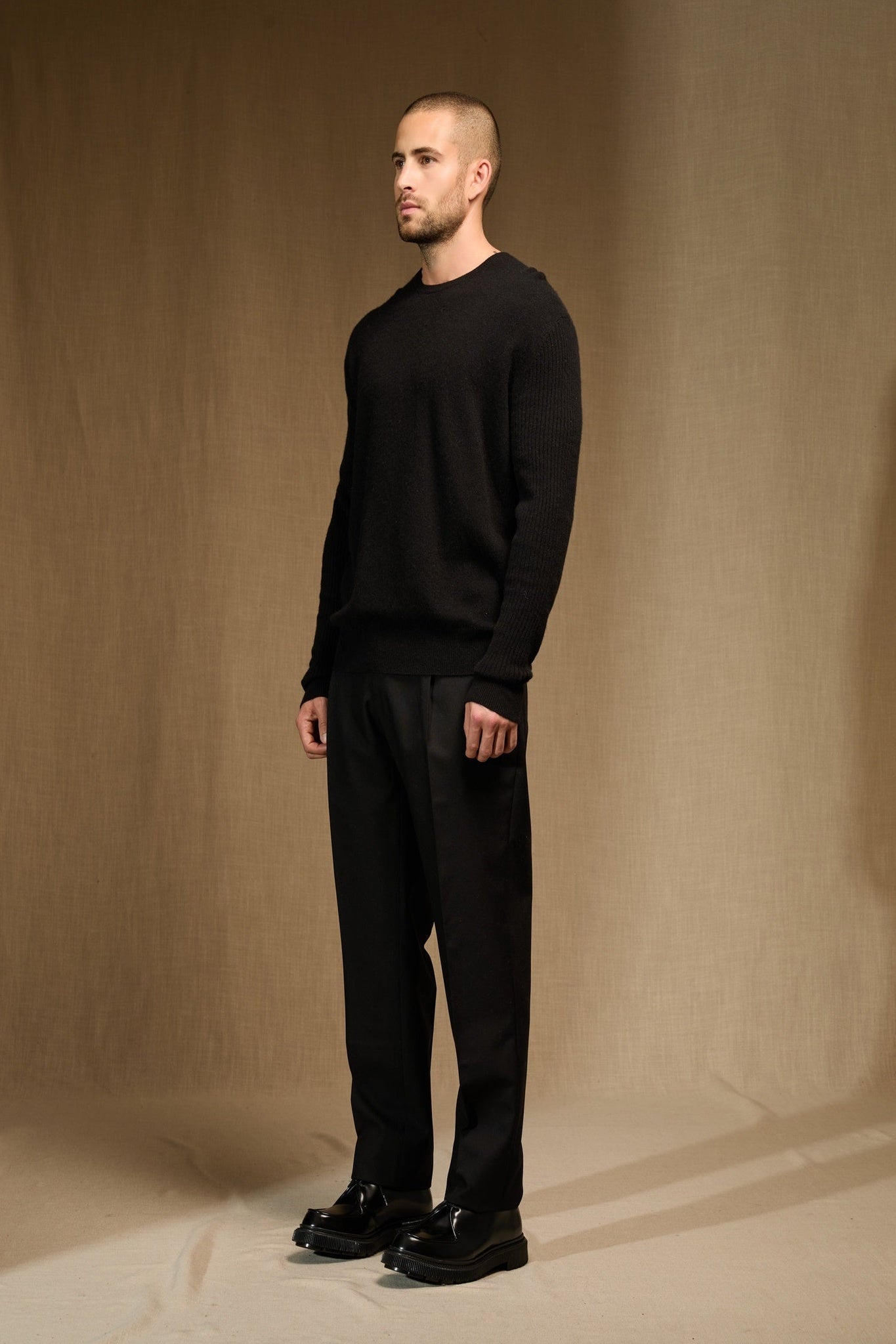 cris pull col rond noir 100% cachemire