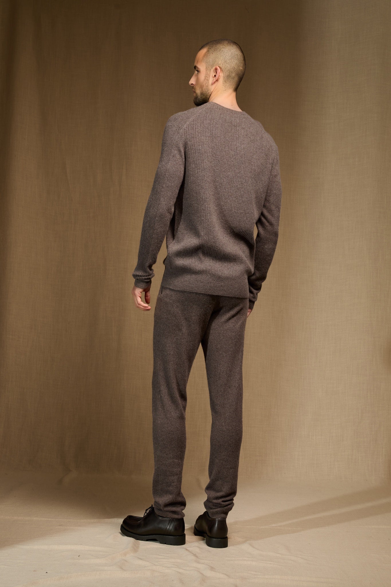 cris pull col rond taupe chiné 100% cachemire