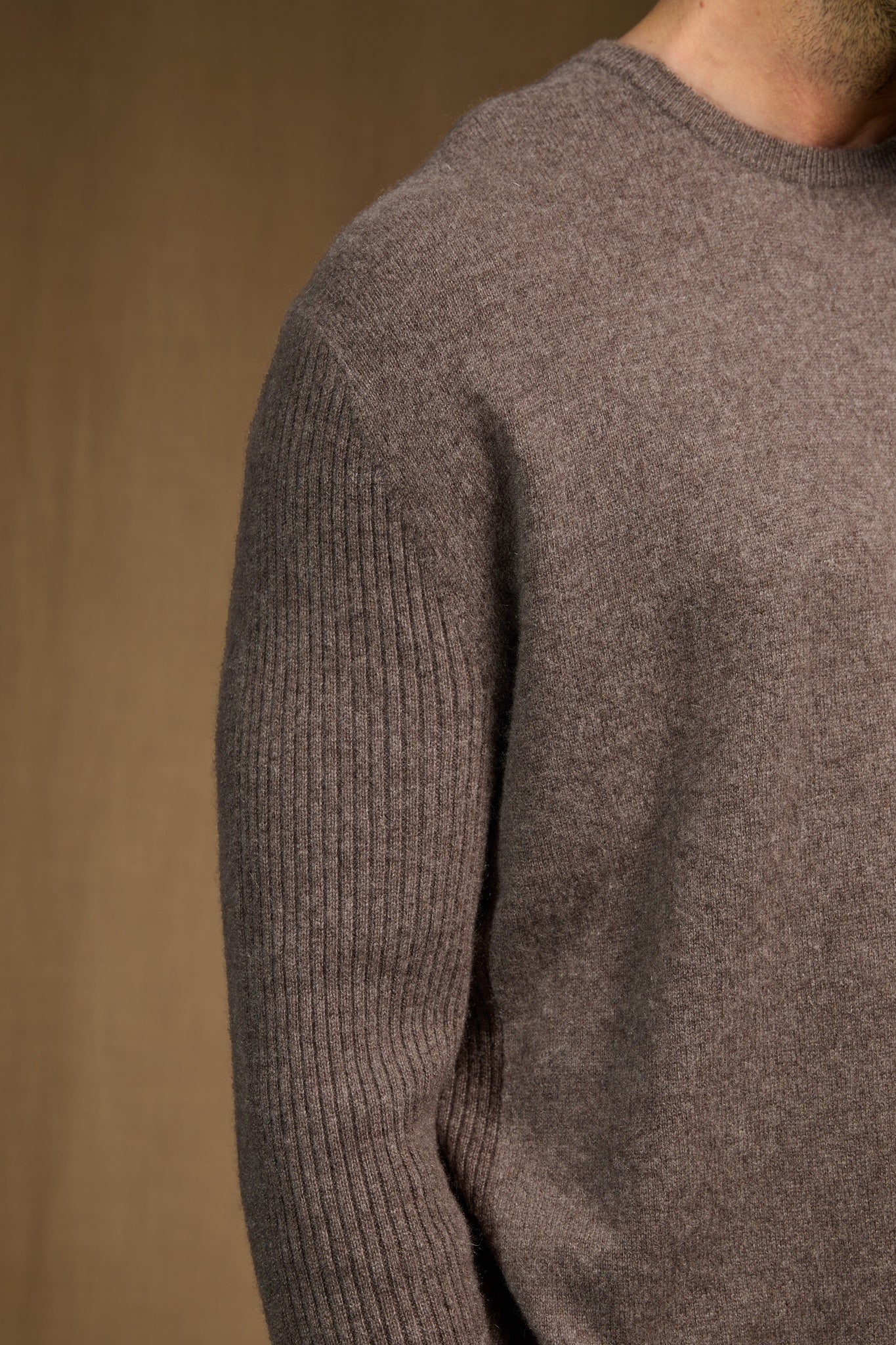 cris pull col rond taupe chiné 100% cachemire