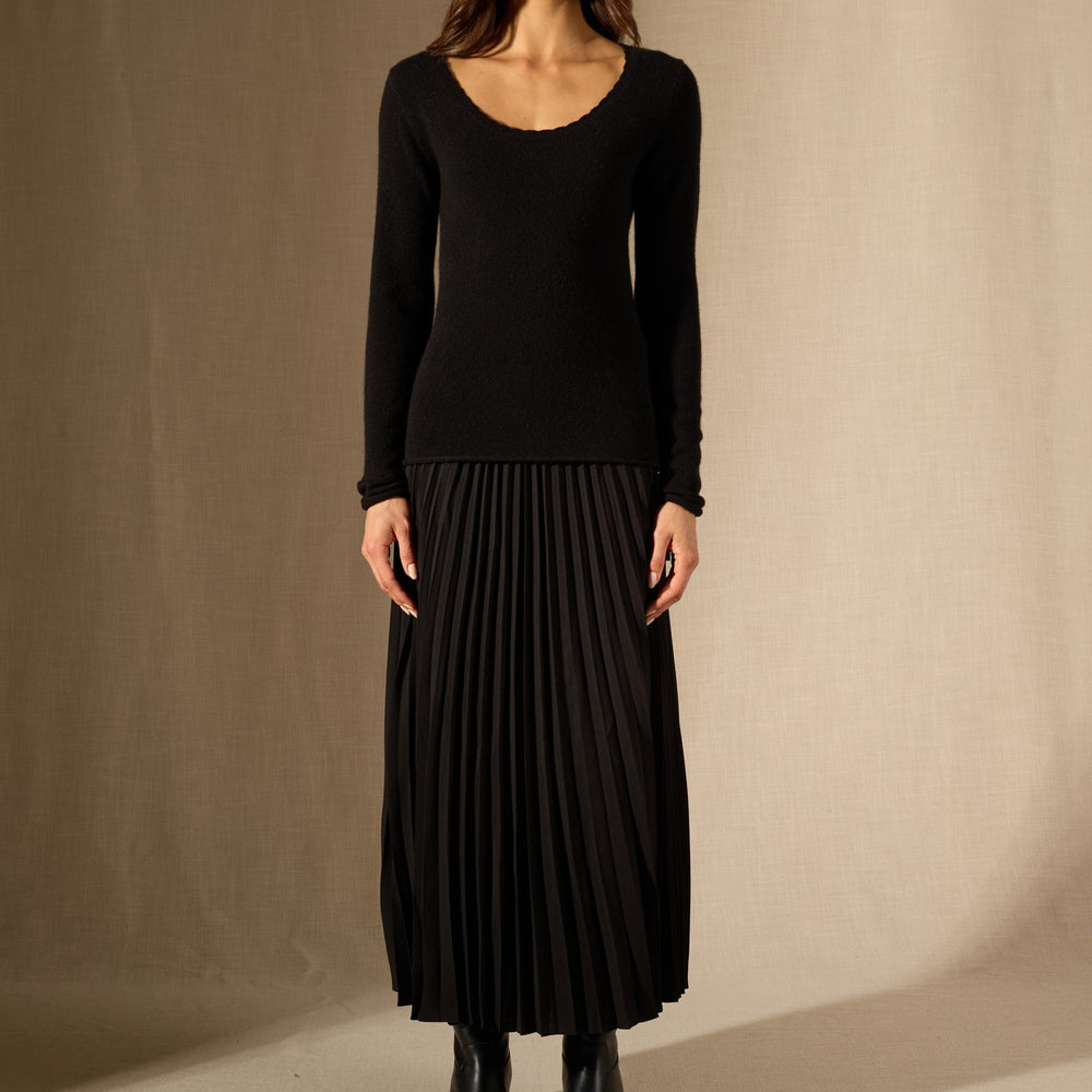 cylena pull col bateau noir 100% cachemire