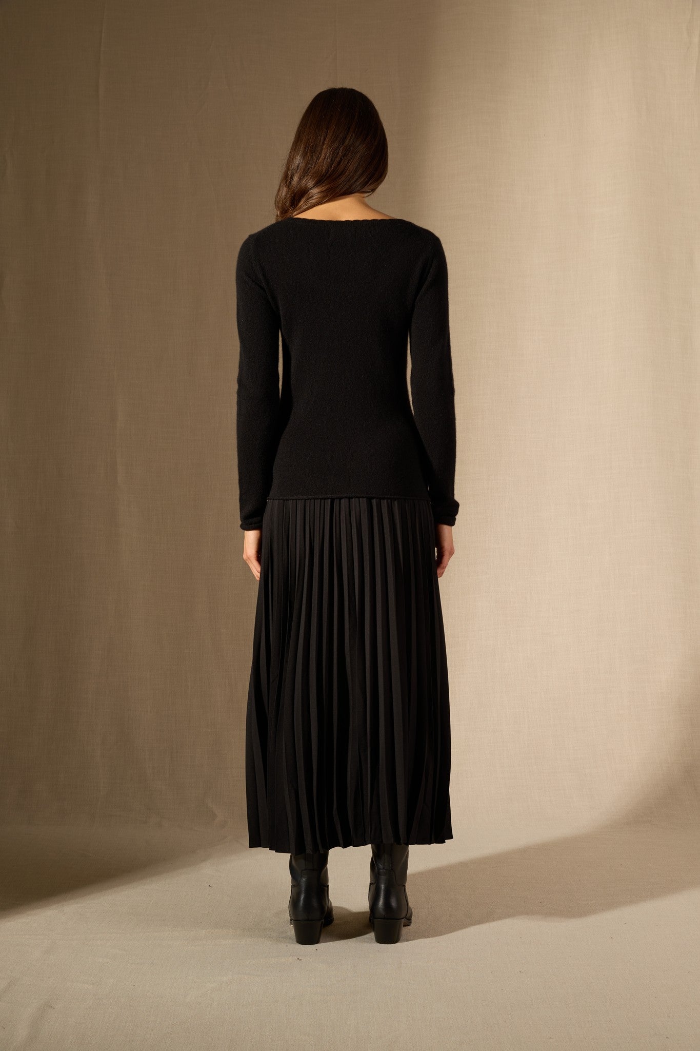 cylena pull col bateau noir 100% cachemire