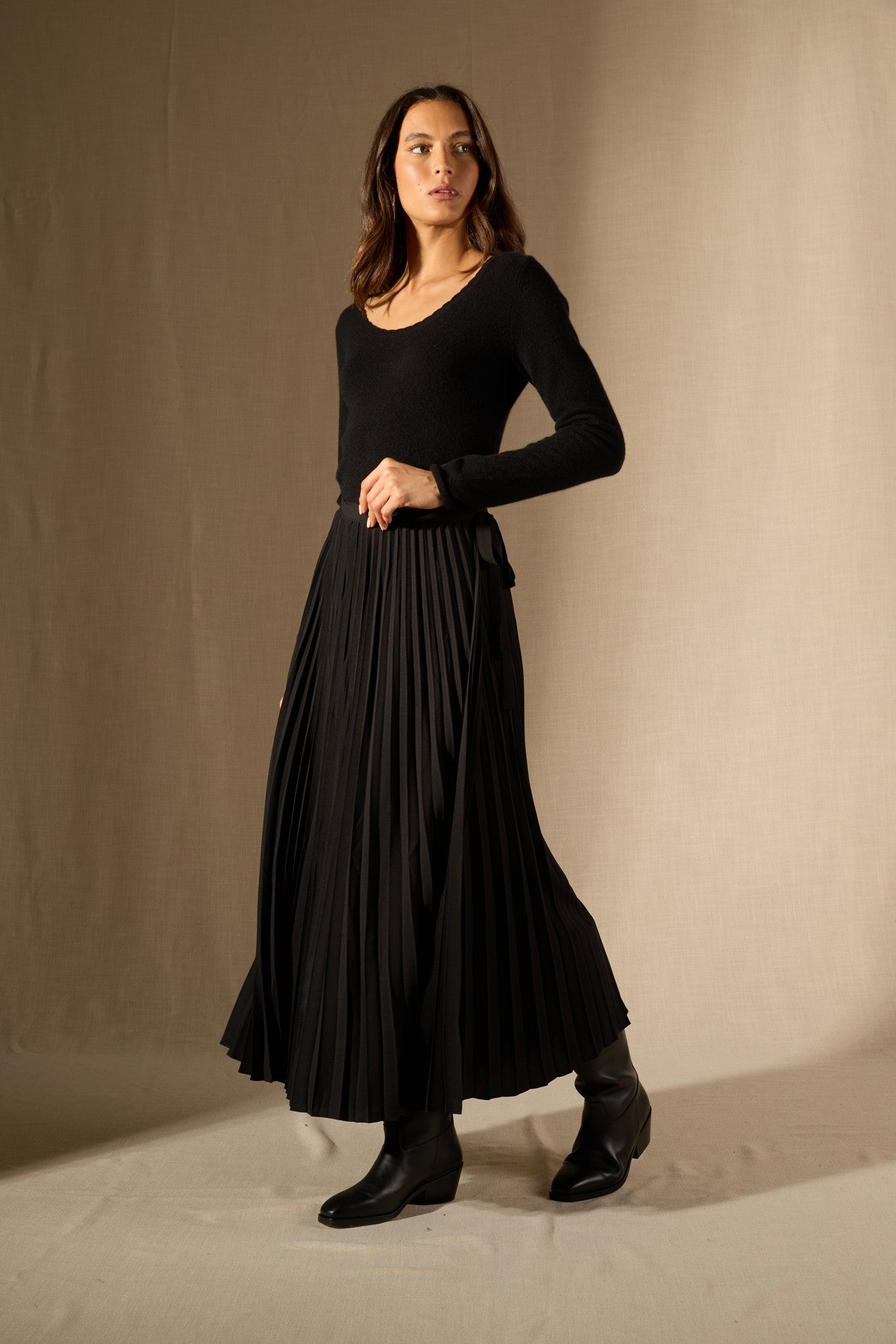 cylena pull col bateau noir 100% cachemire