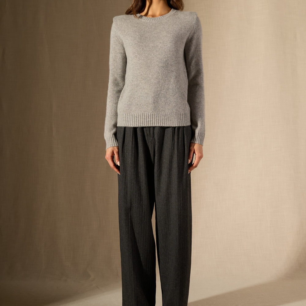 devezas pull col rond plis épaules 4 fils nuage chiné 100% cachemire