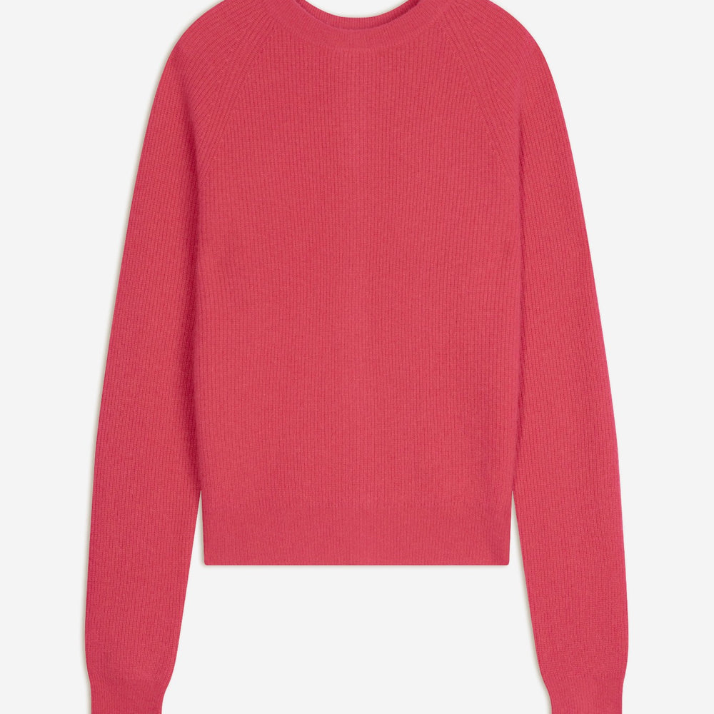 deyran pull col rond zippé dos corail 100% cachemire