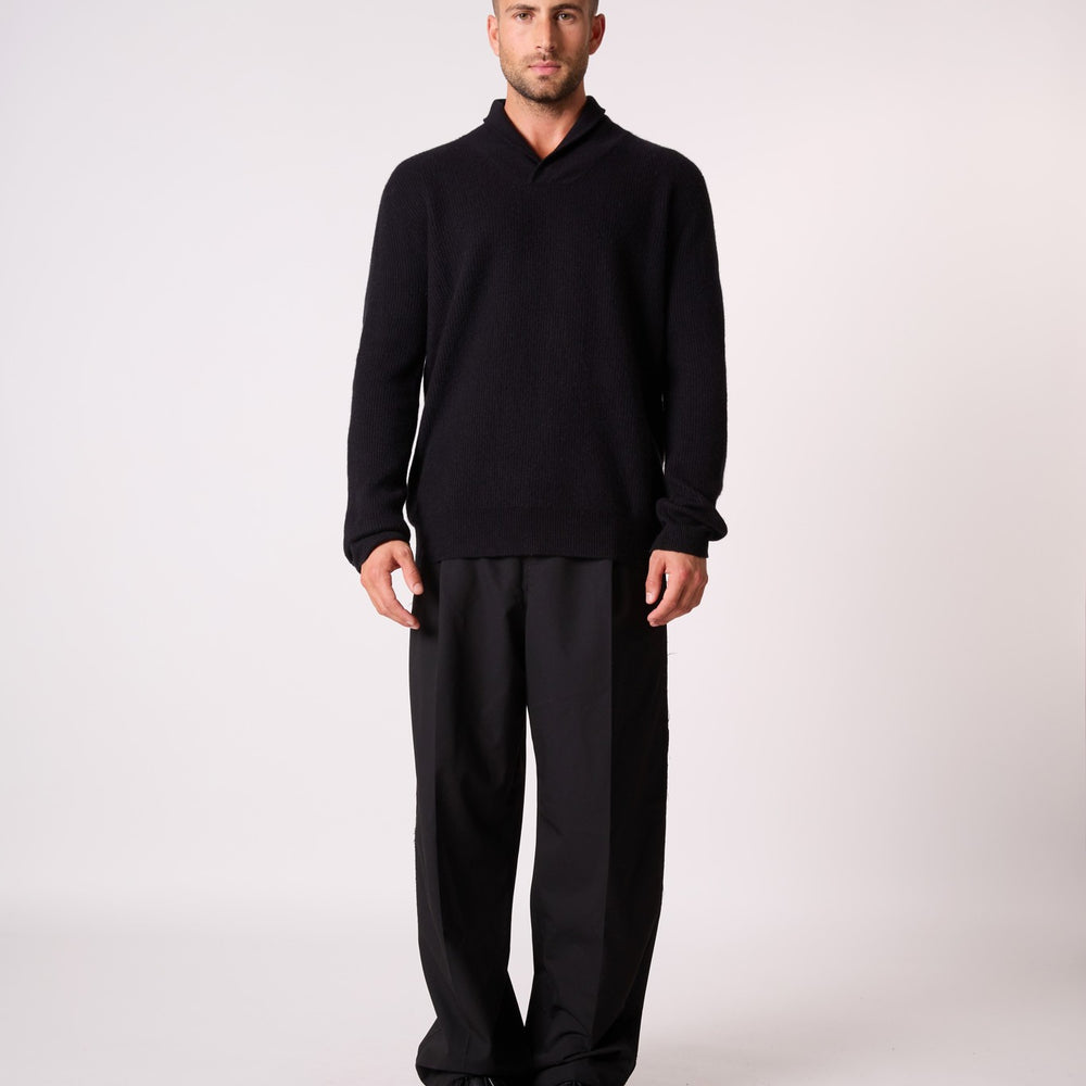 edamame  pull col châle noir 100% cachemire