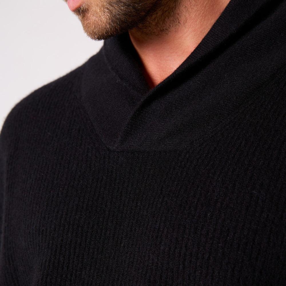 edamame  pull col châle noir 100% cachemire