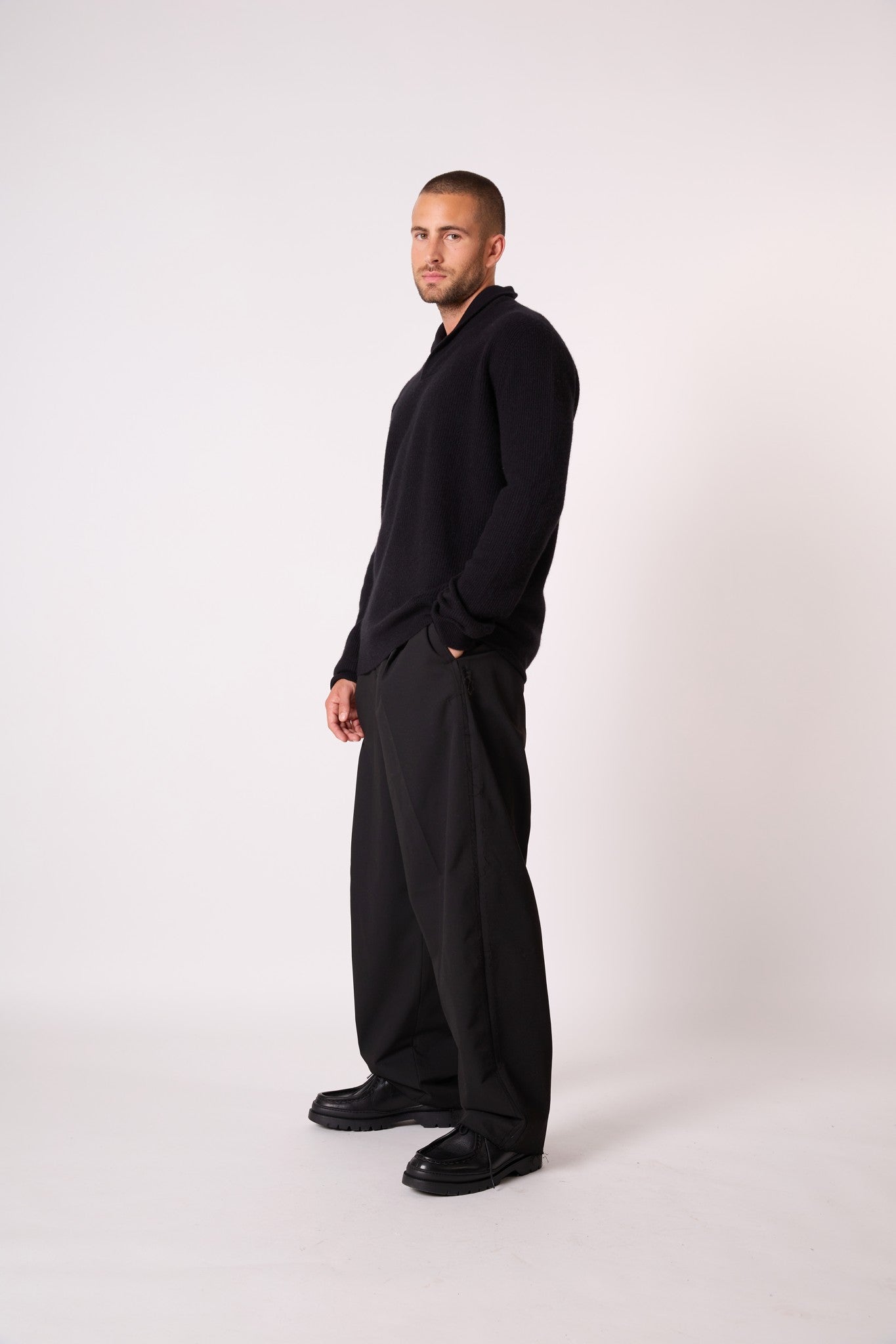 edamame  pull col châle noir 100% cachemire