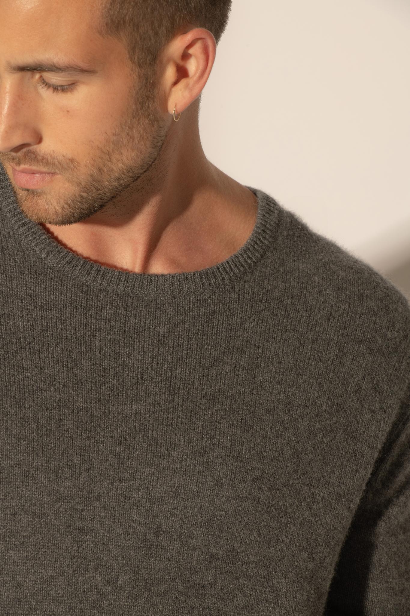 EDEN pull col rond 4 fils anthracite chiné 100% cachemire