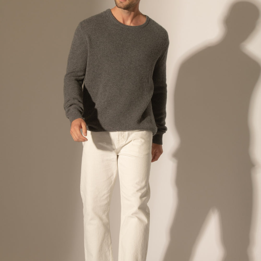eden pull col rond 4 fils anthracite chiné 100% cachemire