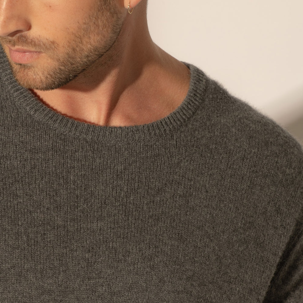 eden pull col rond 4 fils anthracite chiné 100% cachemire