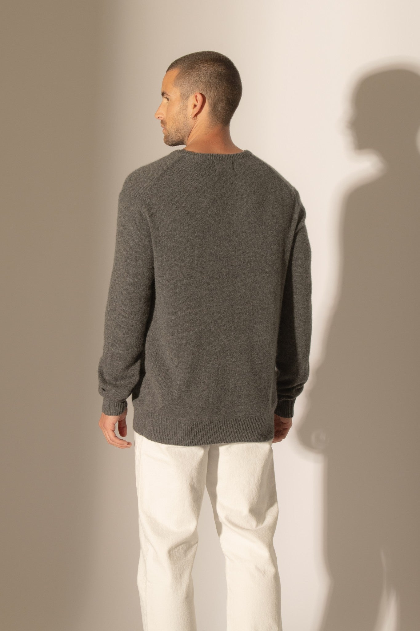 eden pull col rond 4 fils anthracite chiné 100% cachemire