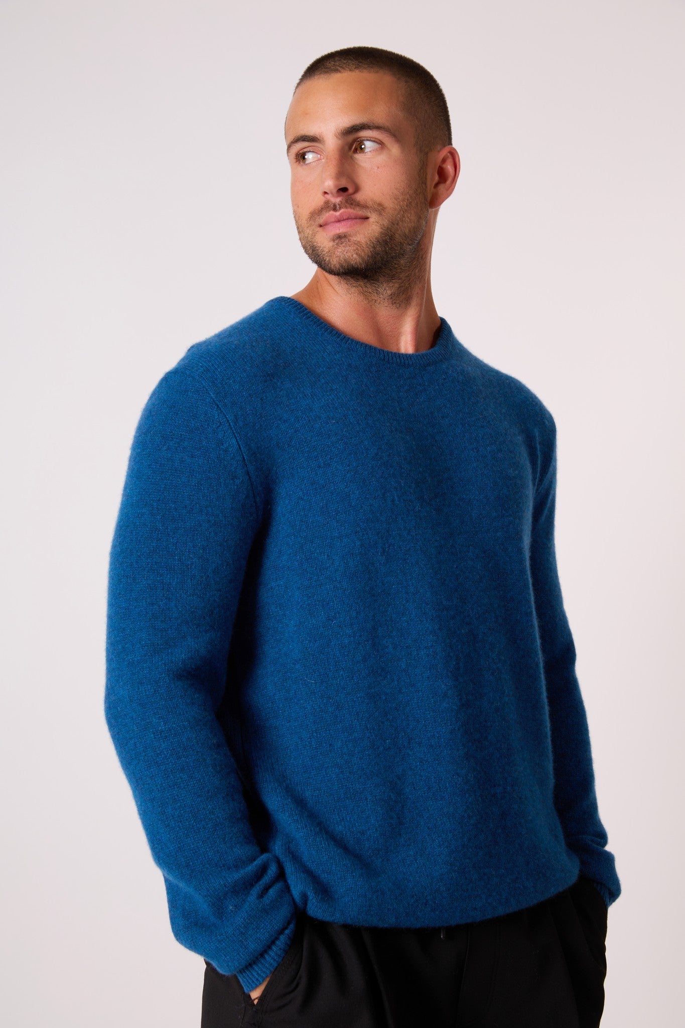 eden pull col rond 4 fils atlantique chiné 100% cachemire