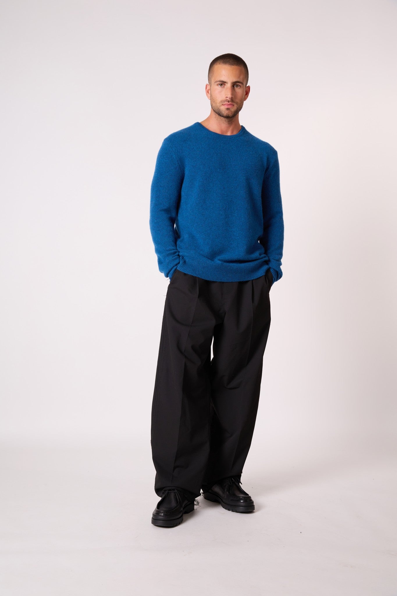 eden pull col rond 4 fils atlantique chiné 100% cachemire