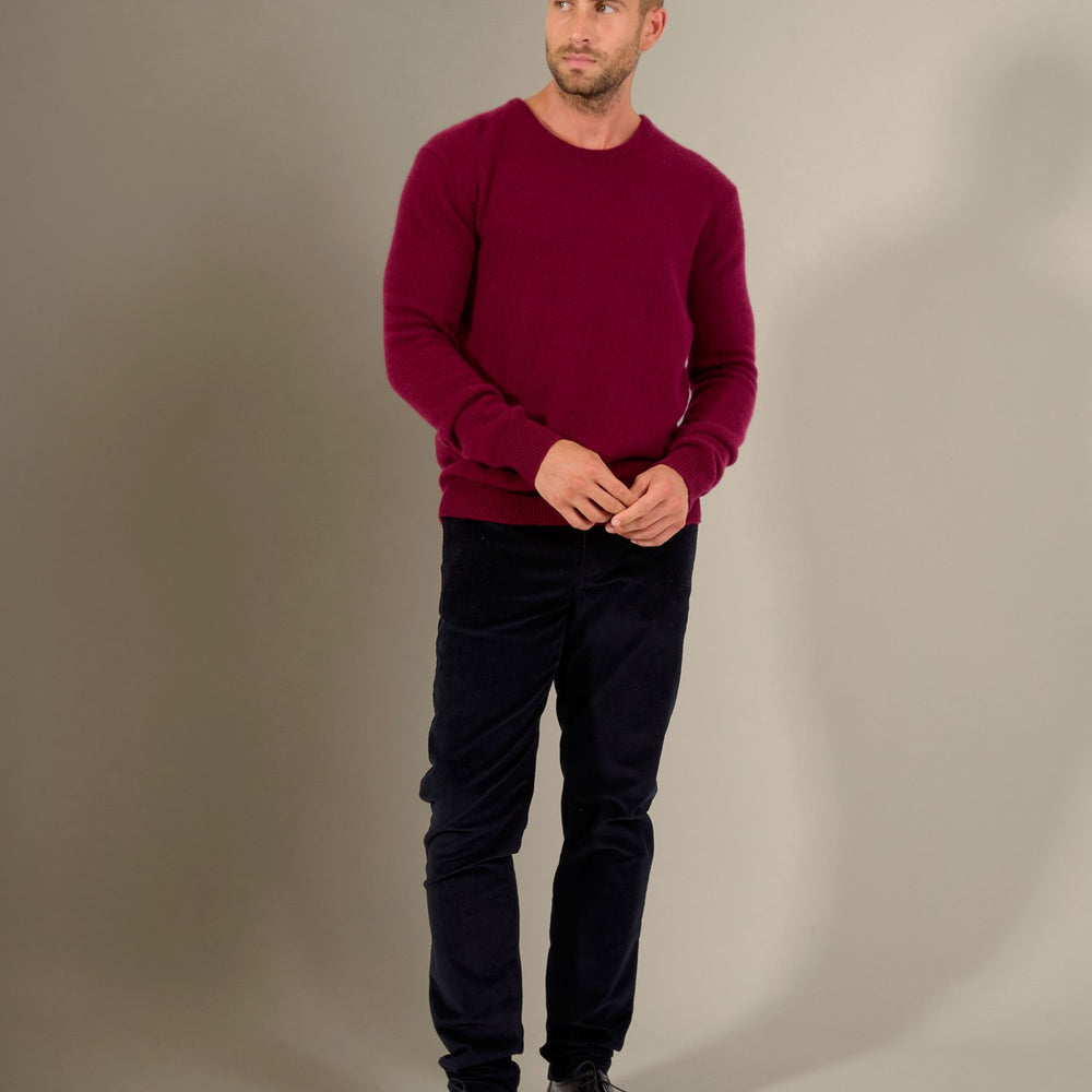 eden pull col rond 4 fils bordeaux 100% cachemire