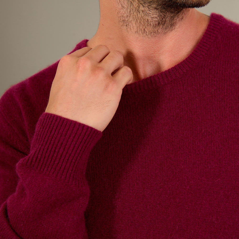 eden pull col rond 4 fils bordeaux 100% cachemire
