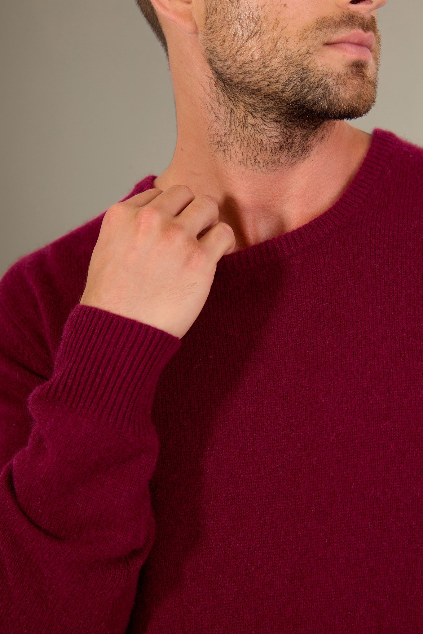 eden pull col rond 4 fils bordeaux 100% cachemire