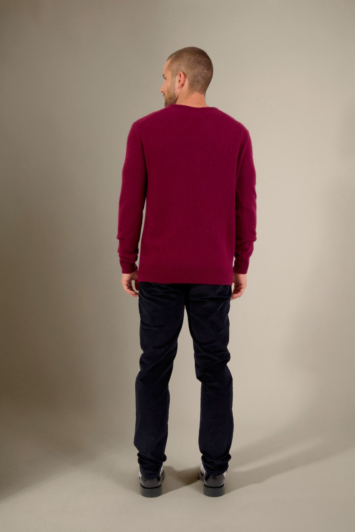 eden pull col rond 4 fils bordeaux 100% cachemire