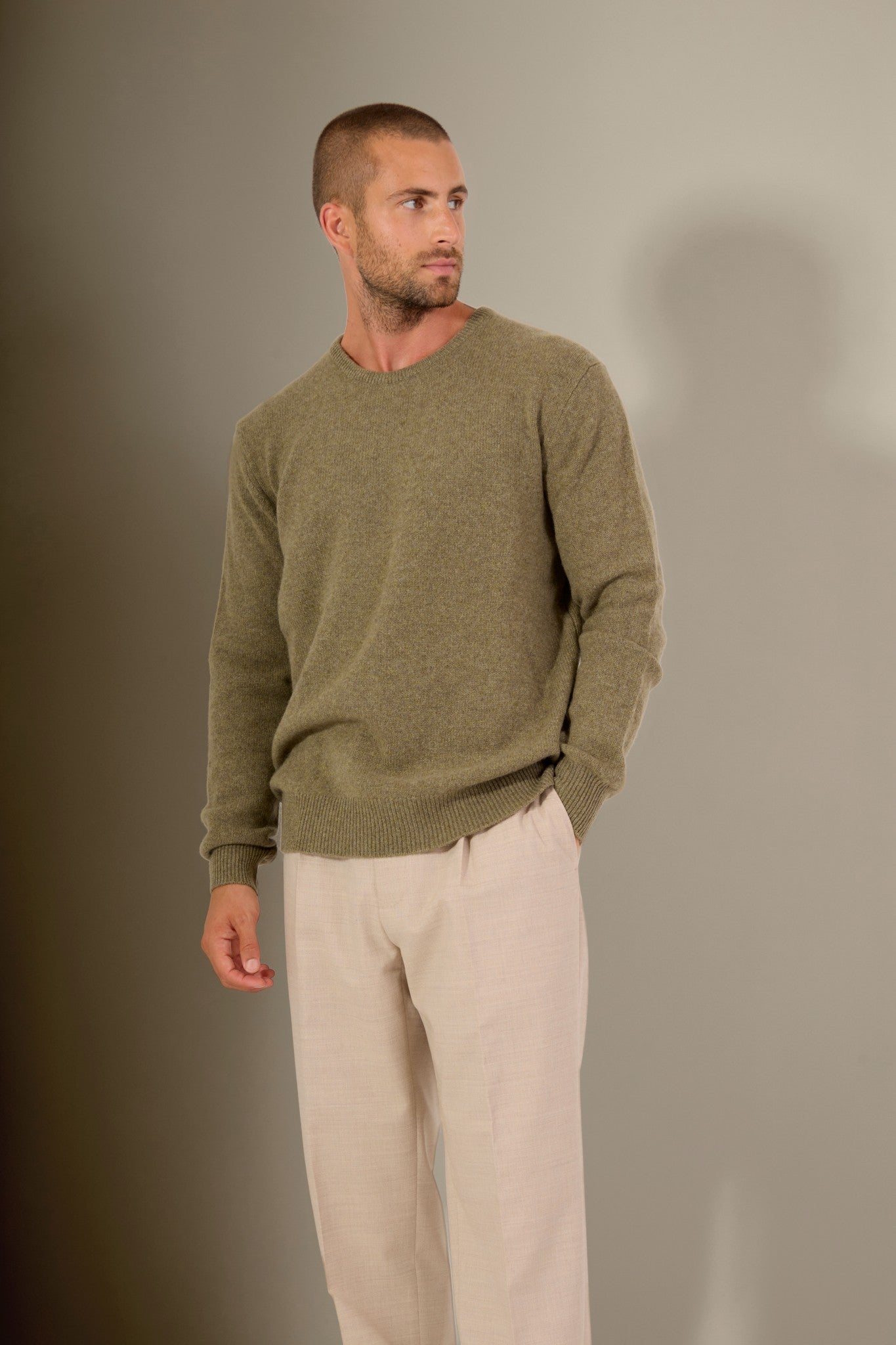 eden pull col rond 4 fils bronze chiné 100% cachemire