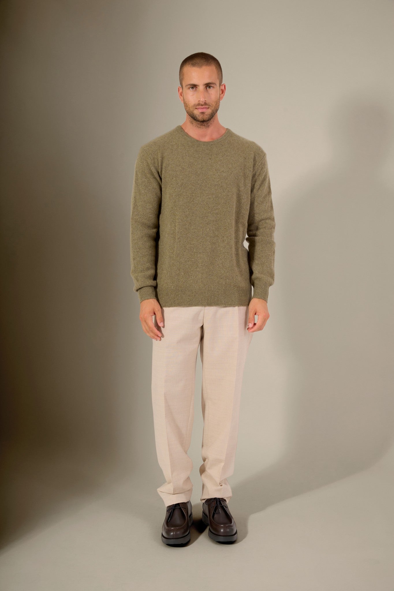 eden pull col rond 4 fils bronze chiné 100% cachemire