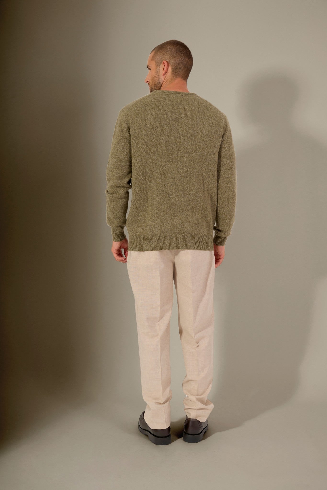 eden pull col rond 4 fils bronze chiné 100% cachemire