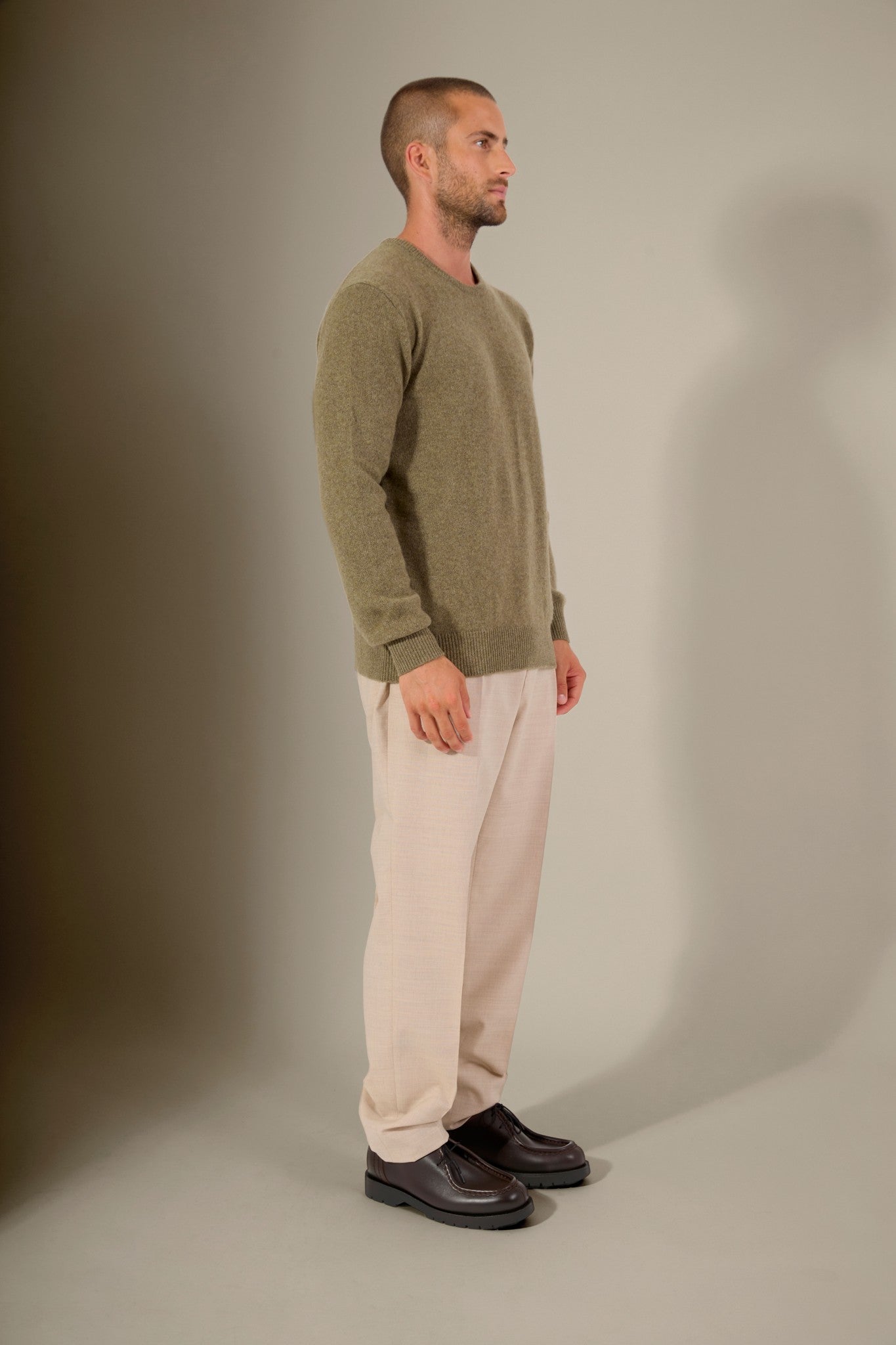 eden pull col rond 4 fils bronze chiné 100% cachemire