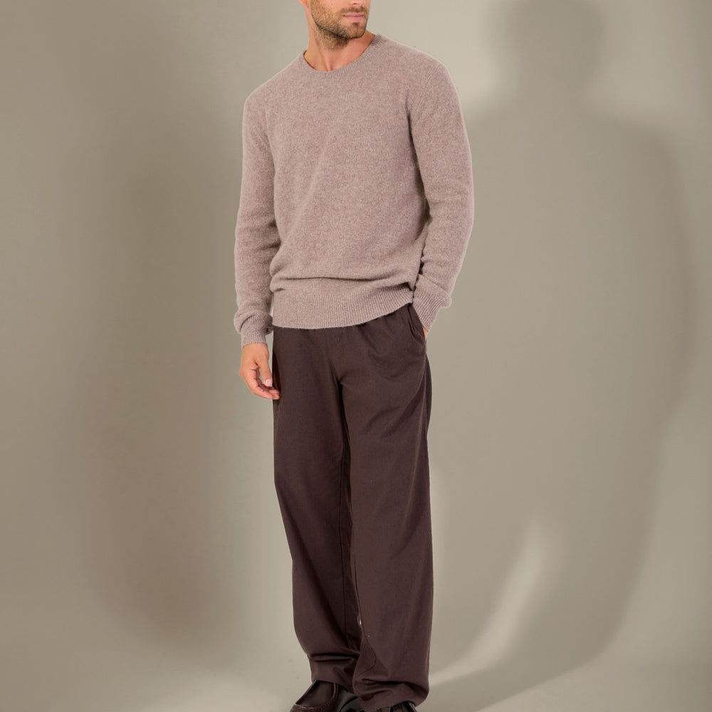 eden pull col rond 4 fils caribou chiné 100% cachemire