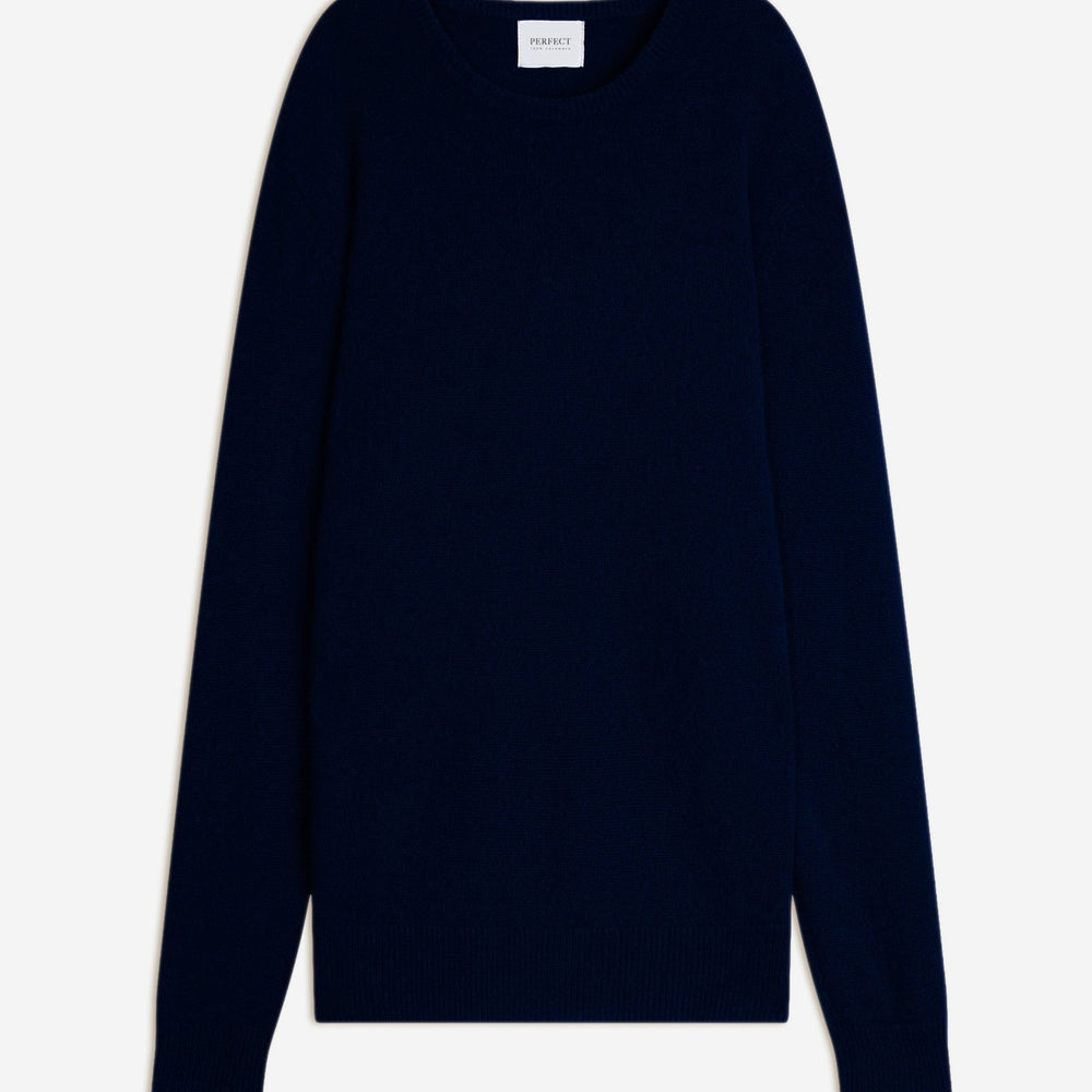 eden pull col rond 4 fils navy 100% cachemire