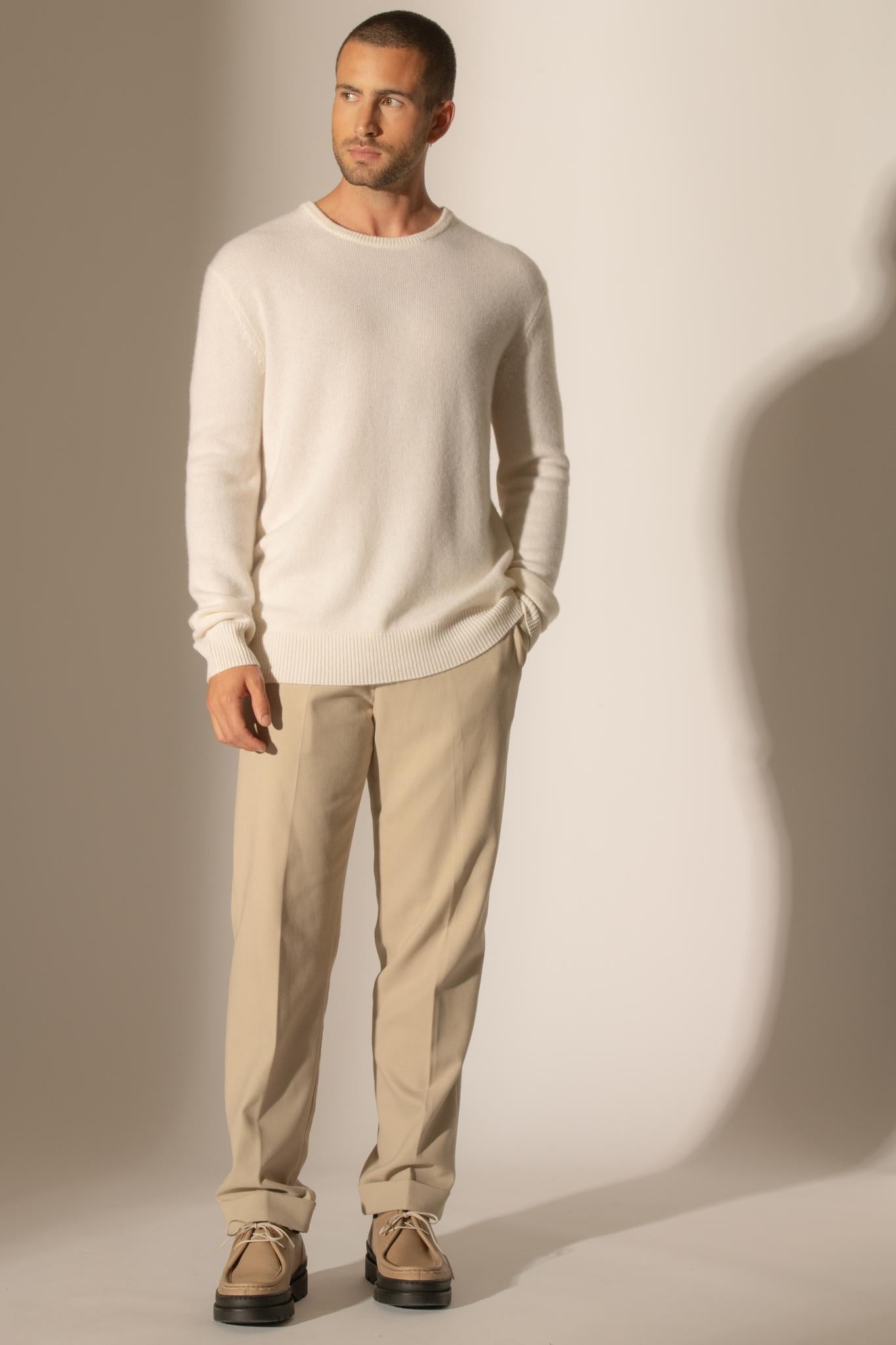EDEN pull col rond 4 fils neige 100% cachemire