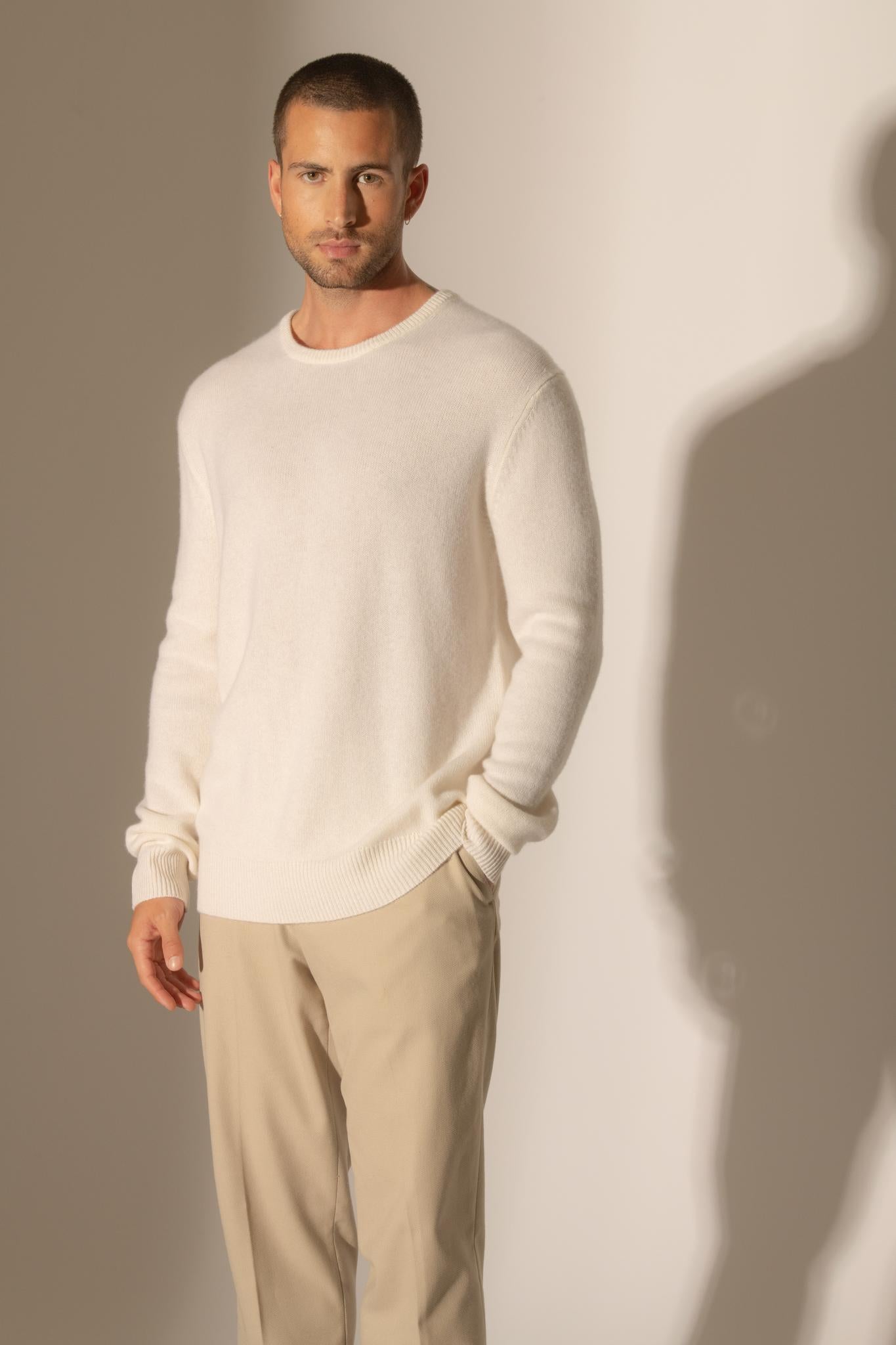 EDEN pull col rond 4 fils neige 100% cachemire