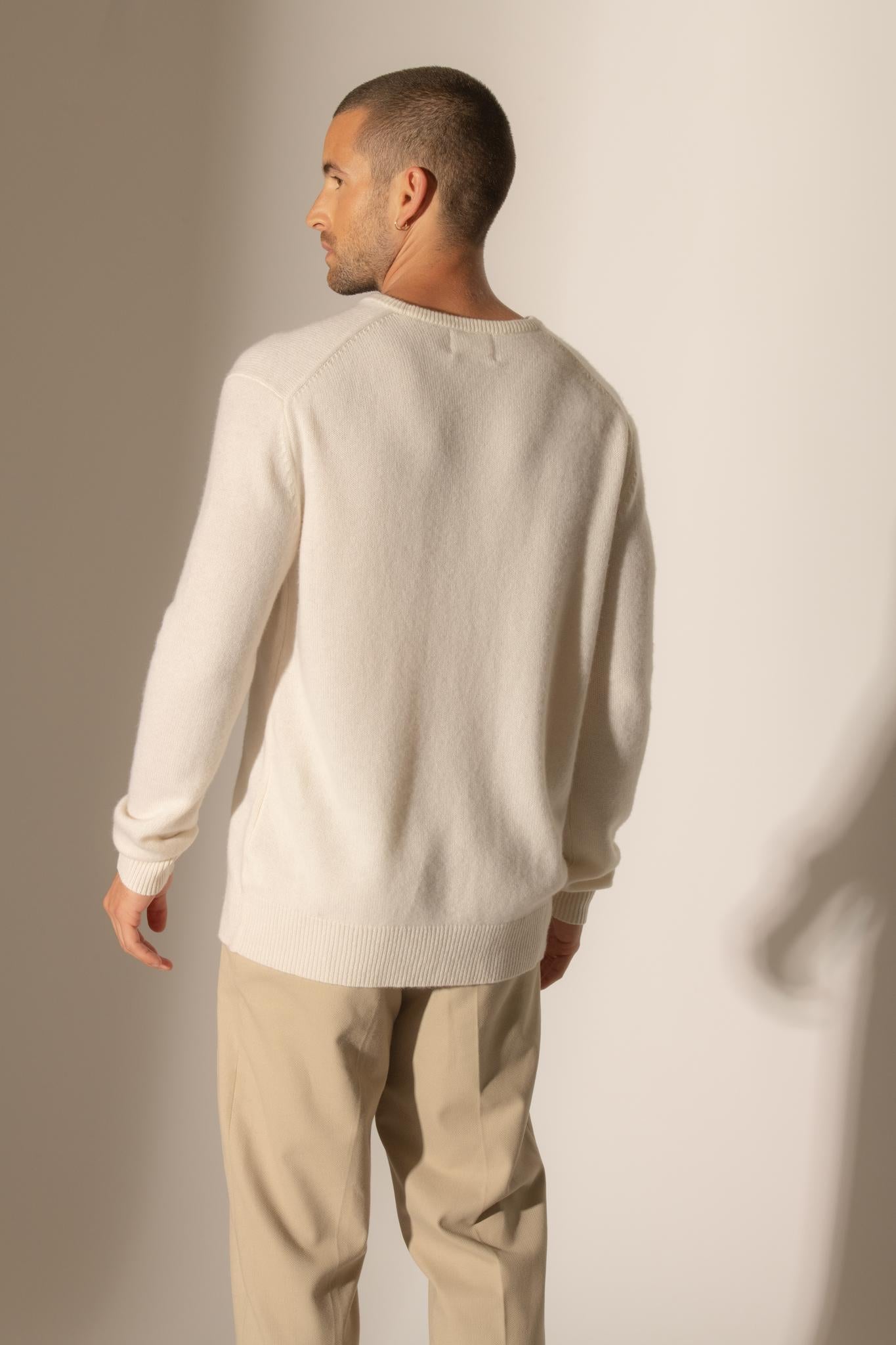 EDEN pull col rond 4 fils neige 100% cachemire