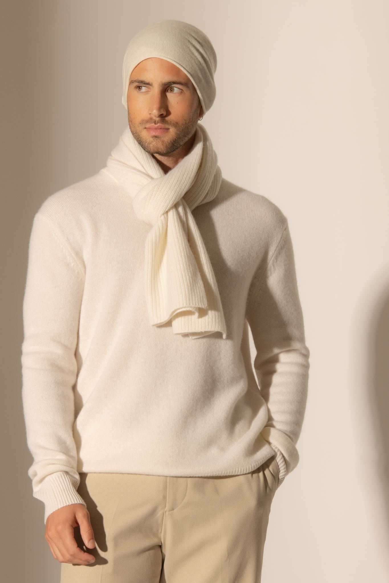 EDEN pull col rond 4 fils neige 100% cachemire