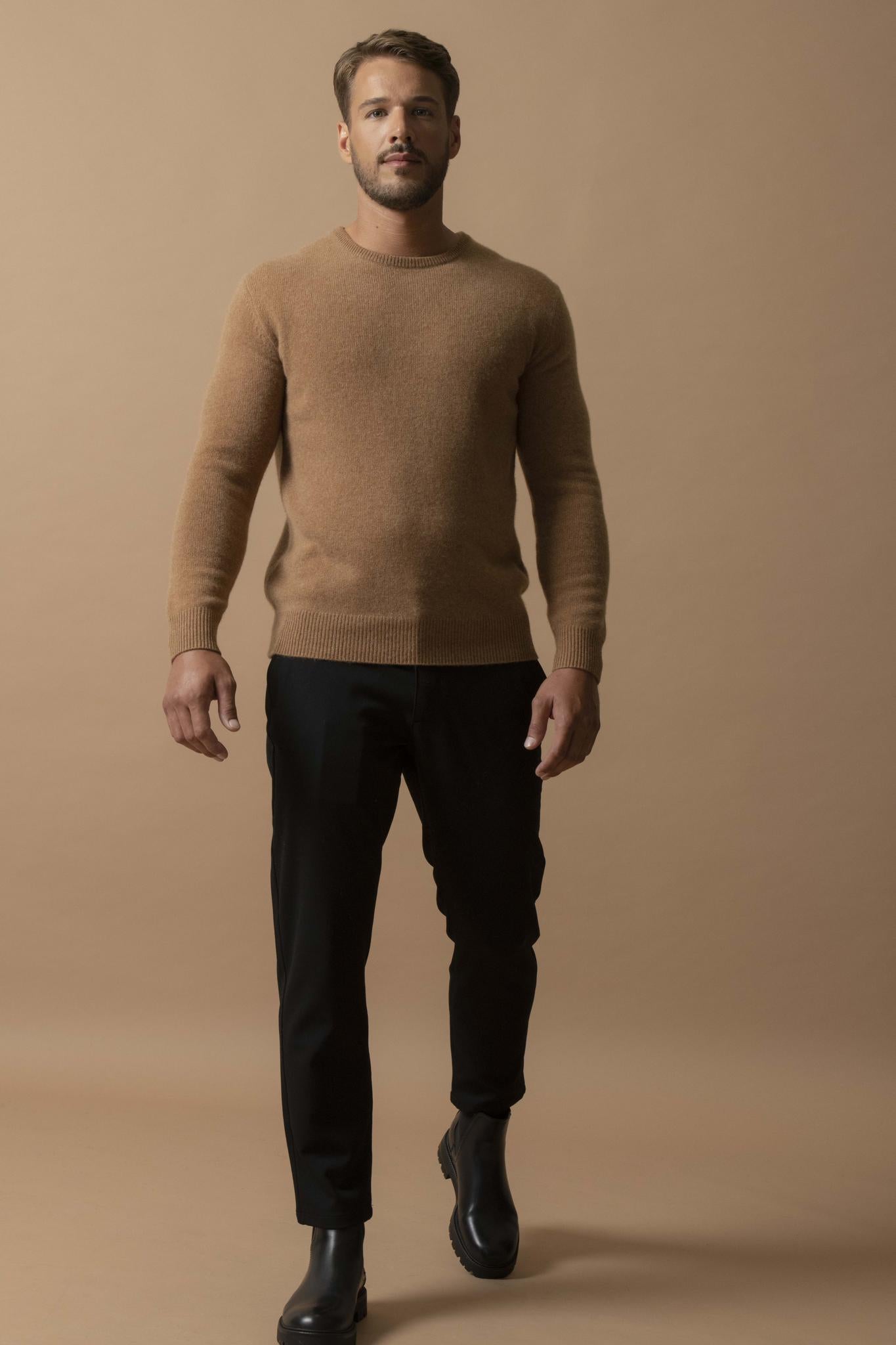 EDEN pull col rond 4 fils noisette 100% cachemire