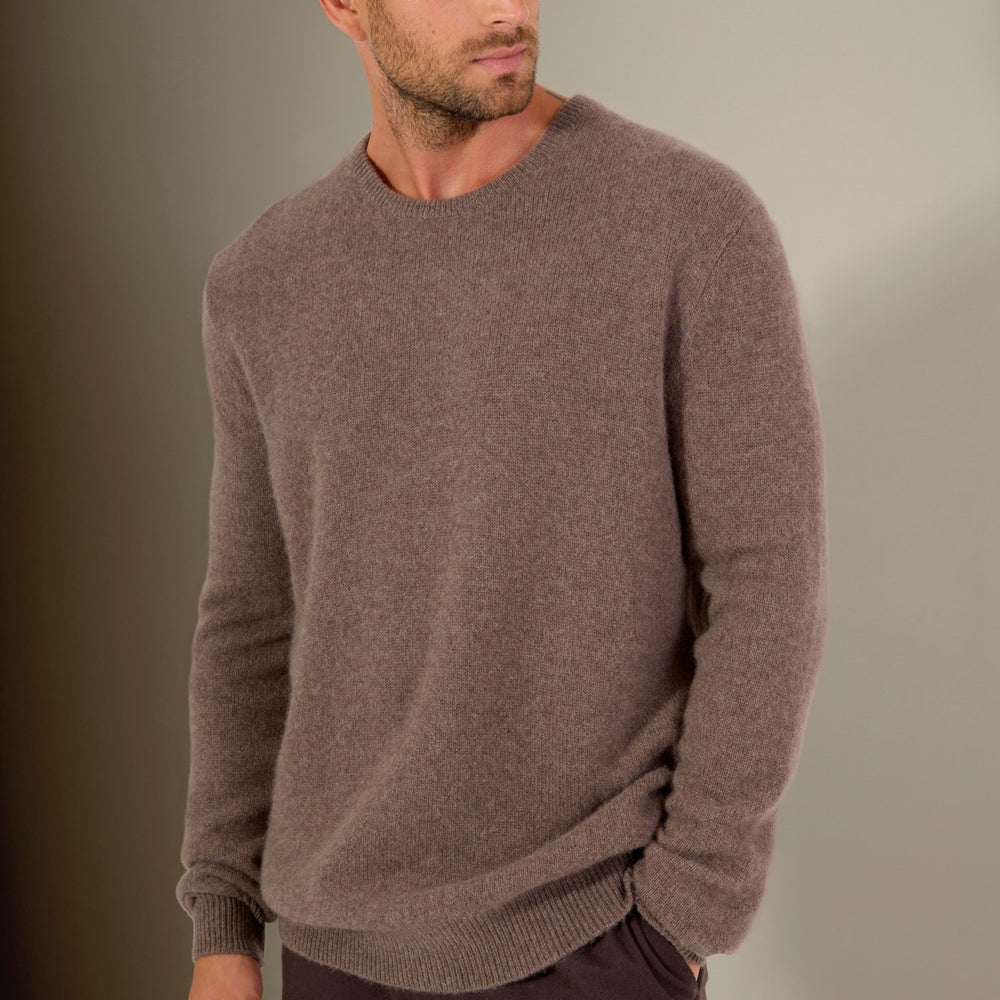 eden pull col rond 4 fils taupe chiné 100% cachemire