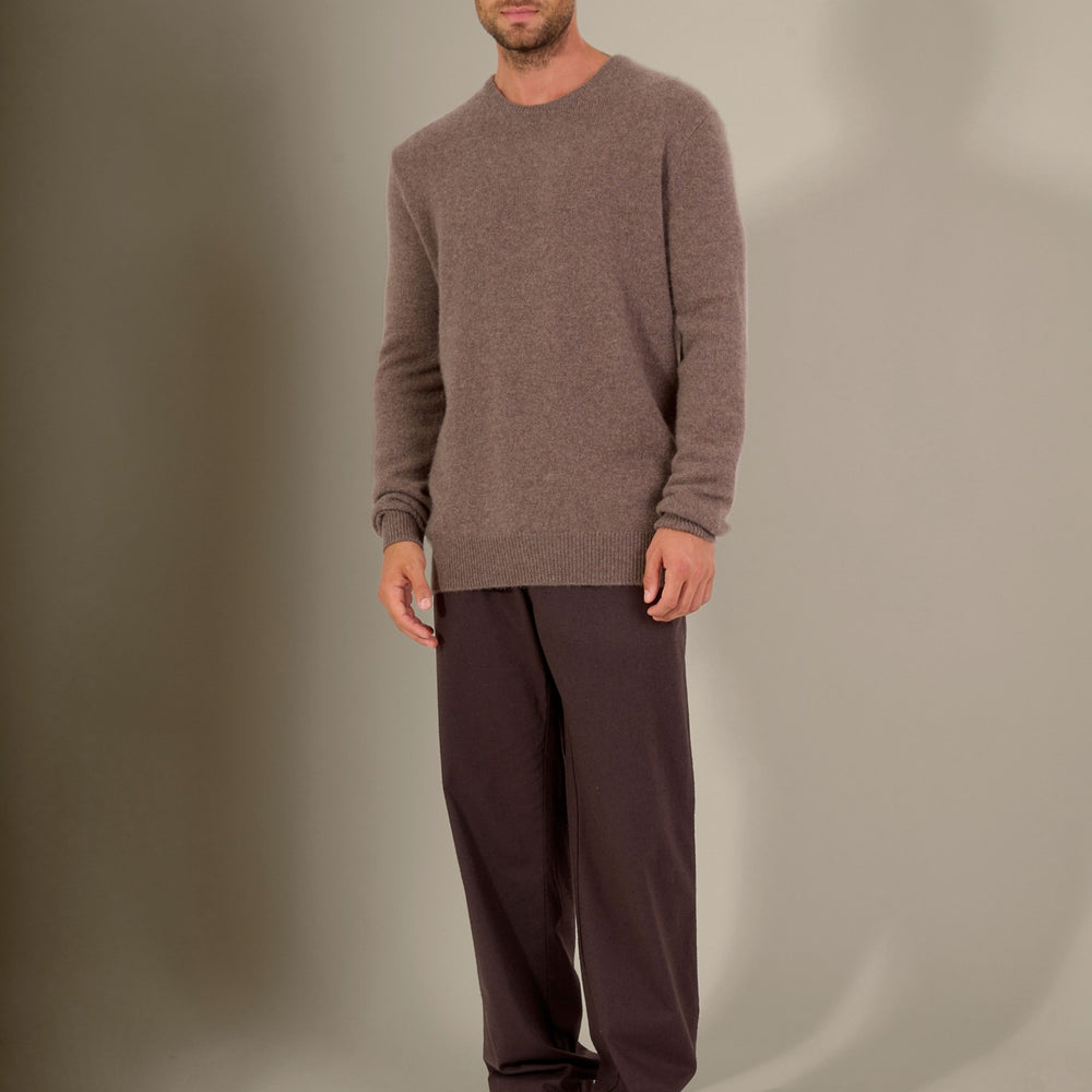 eden pull col rond 4 fils taupe chiné 100% cachemire