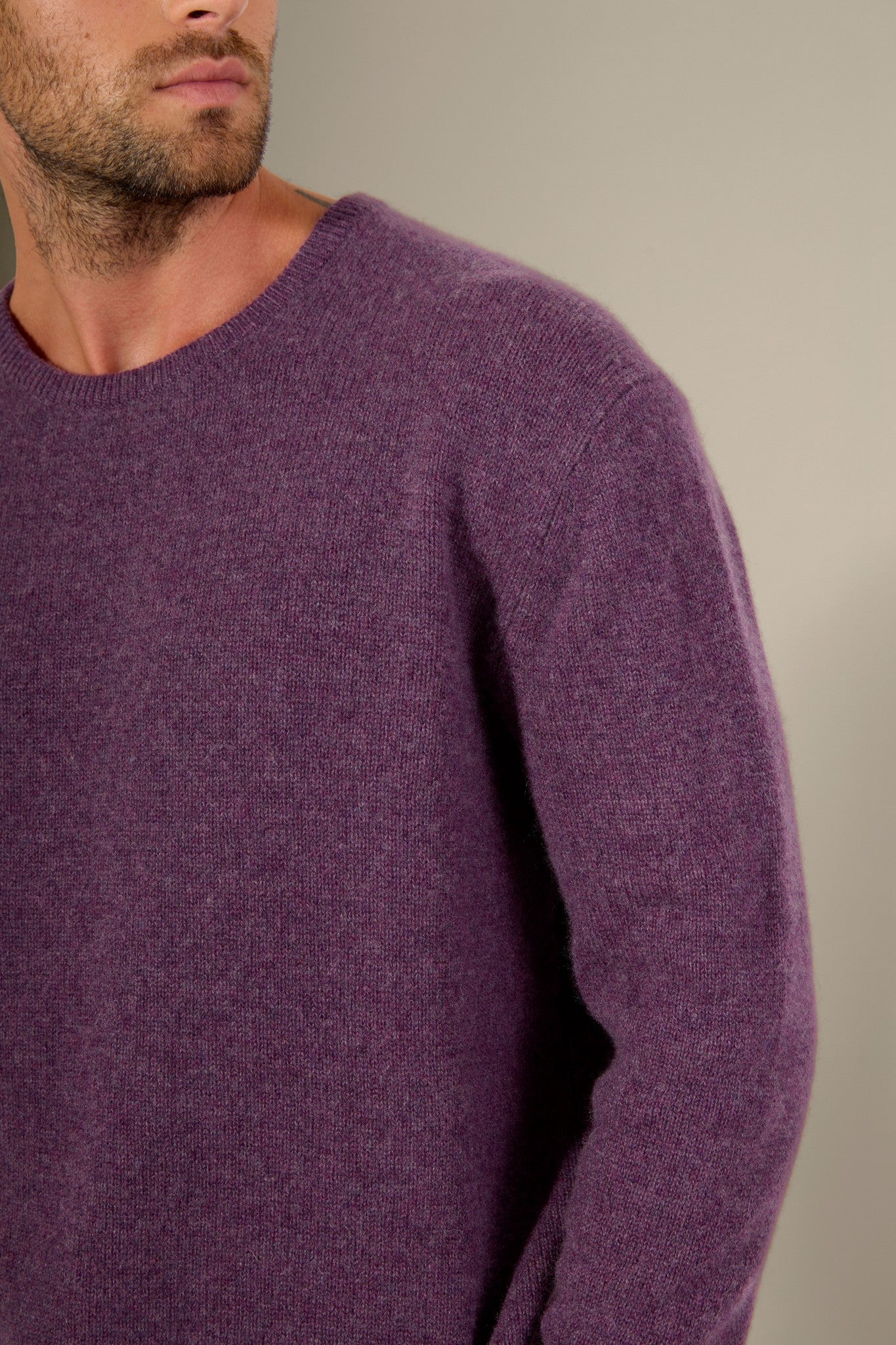 eden pull col rond 4 fils violet chiné 100% cachemire