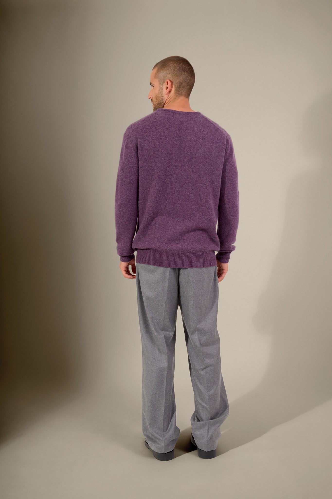 eden pull col rond 4 fils violet chiné 100% cachemire